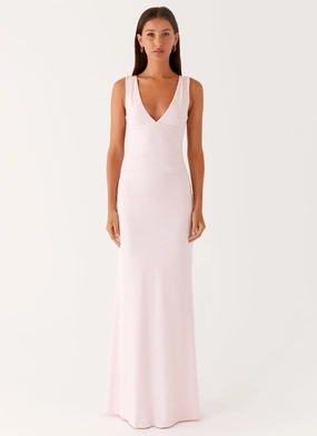 Cherry Sky Maxi Dress - Baby Pink Sleek Design