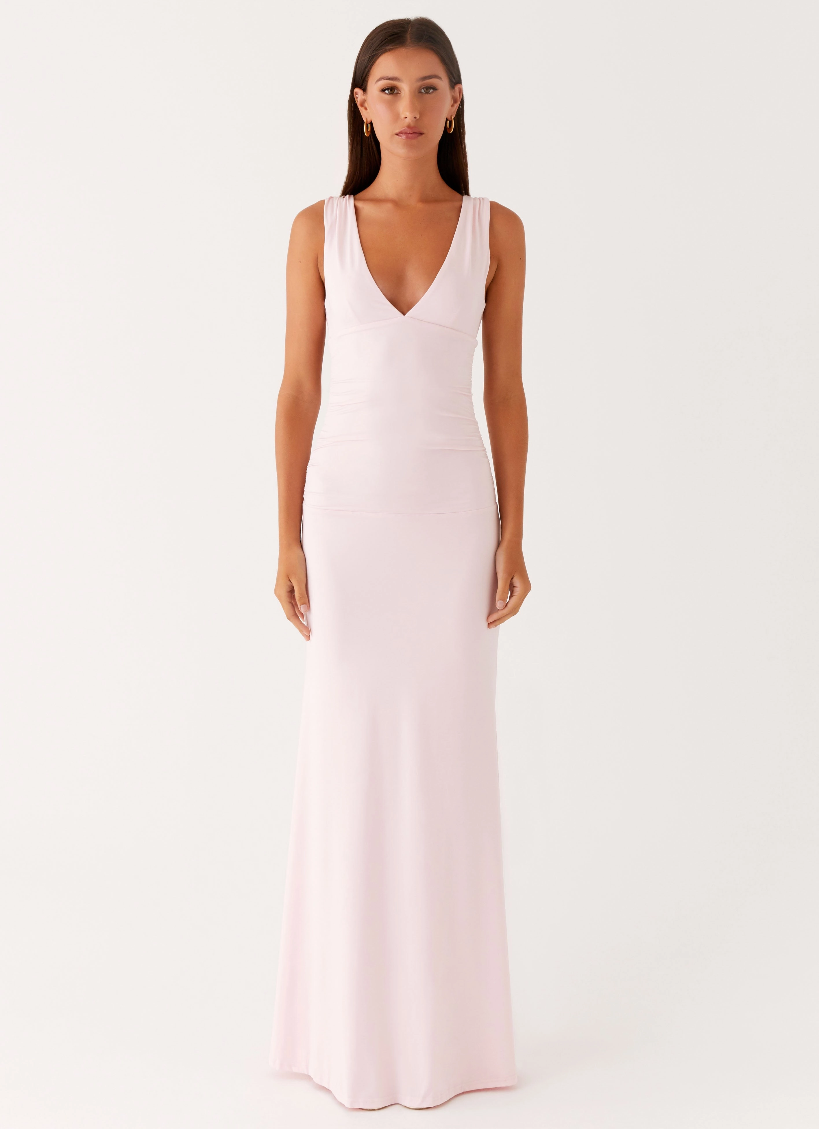 Cherry Sky Maxi Dress - Baby Pink Sleek Design