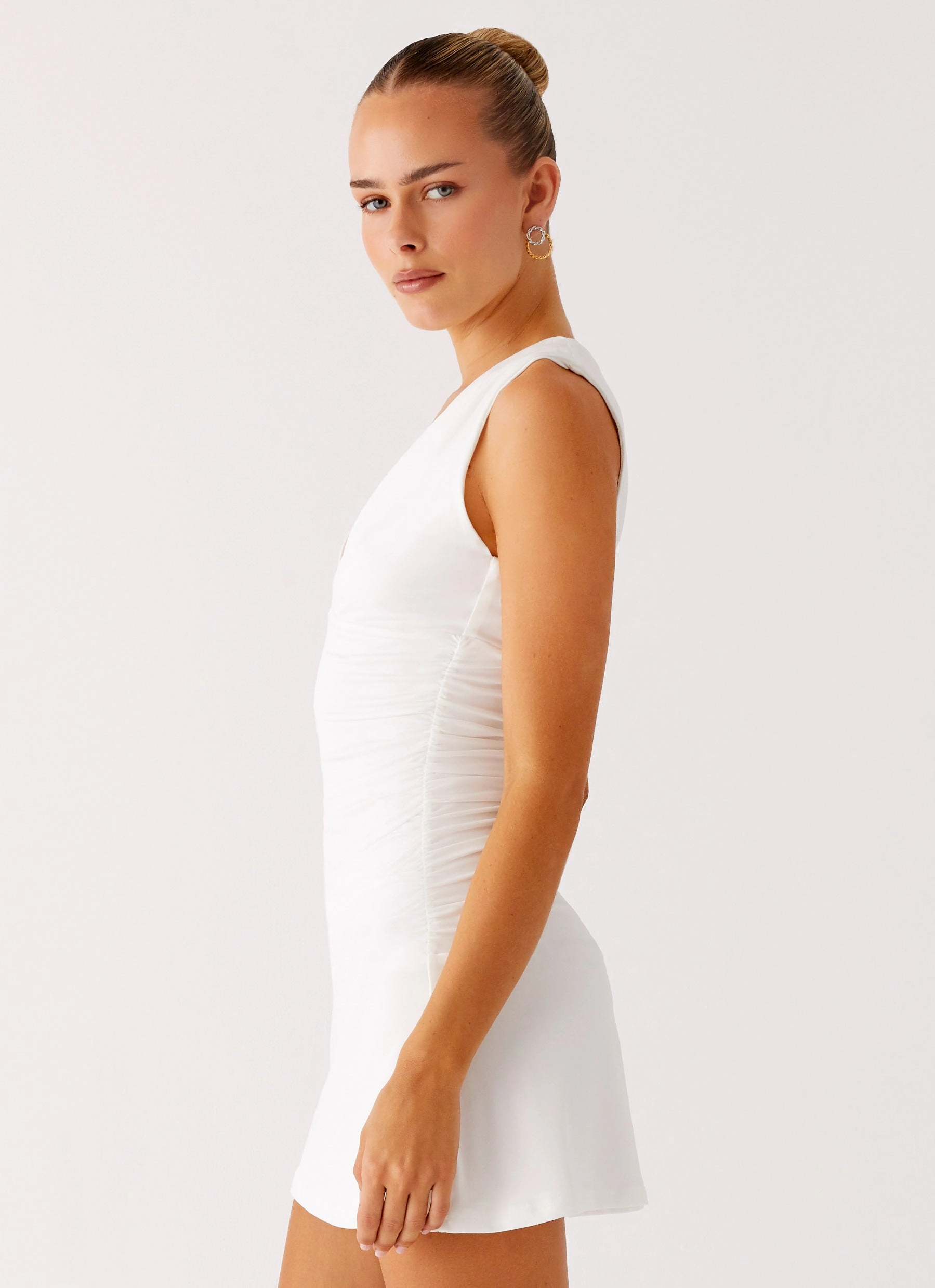 Cherry Sky Mini Dress - White Classic Design Edgy Layers