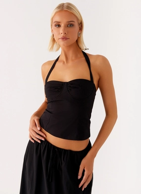 BlendMaterials Cheryl Bustier Halter Top - Black