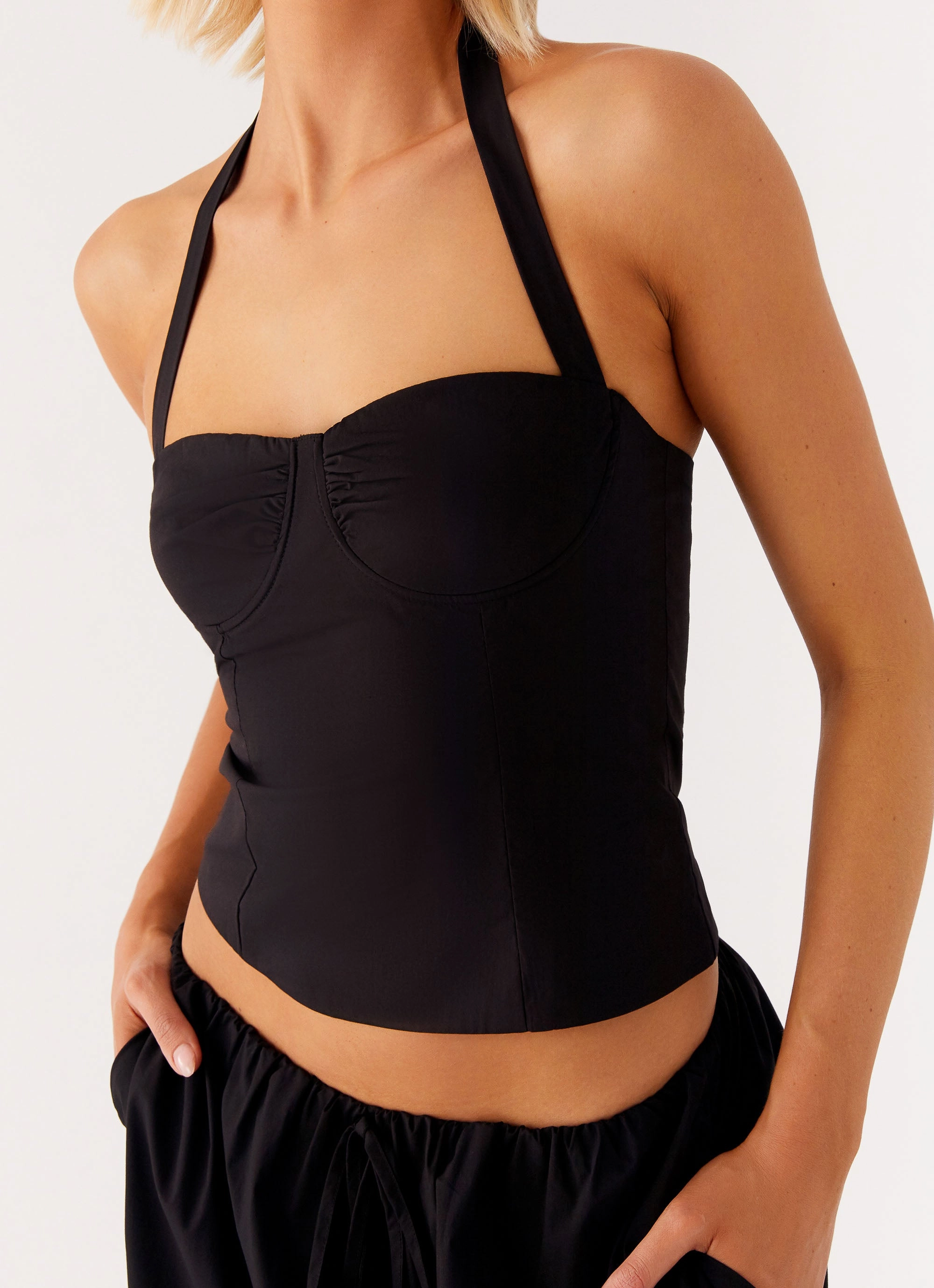 Cheryl Bustier Halter Top - Black Formal Shirt