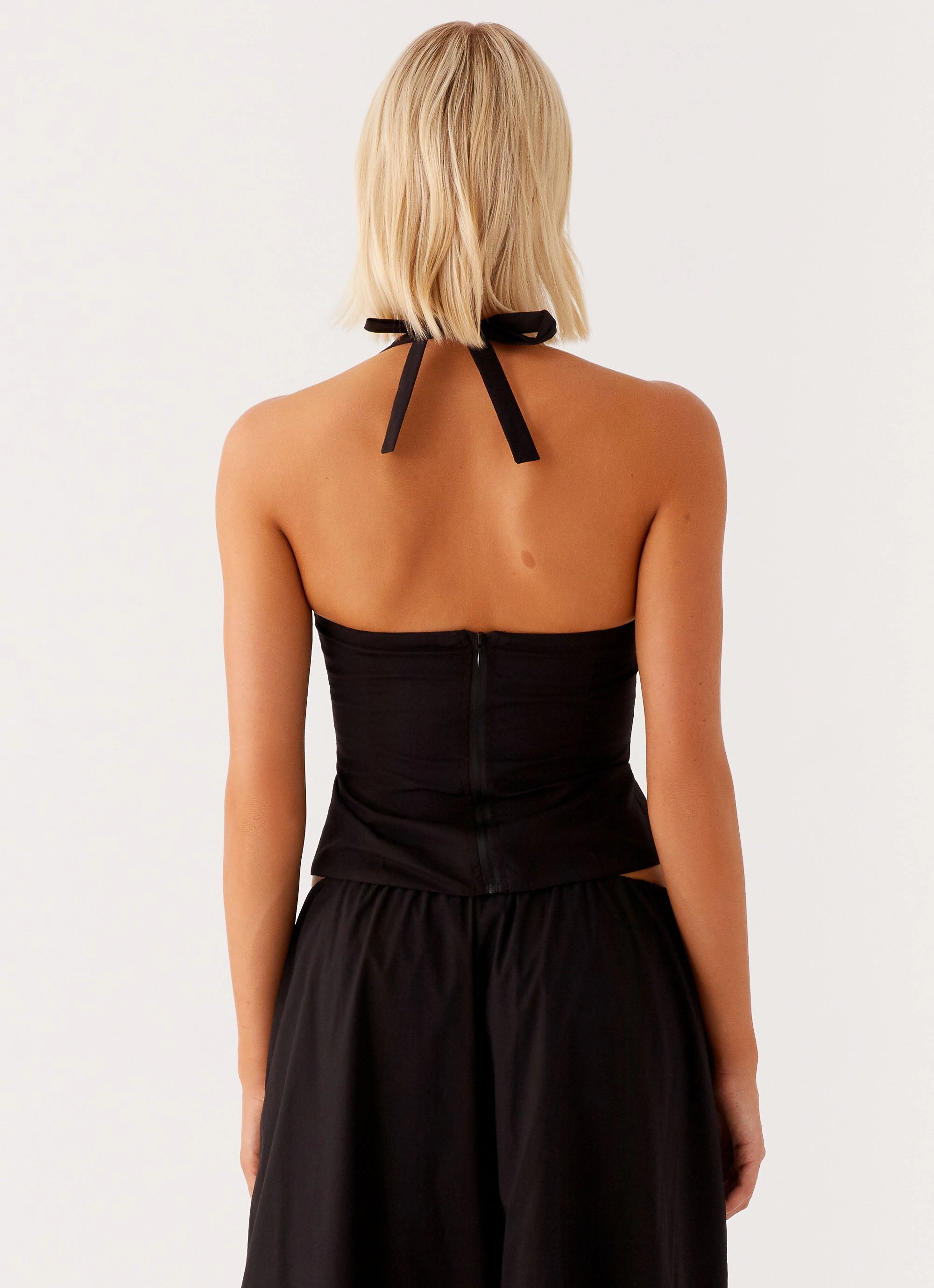 Cheryl Bustier Halter Top - Black WaterRepellent Finish AntiStaticFabric