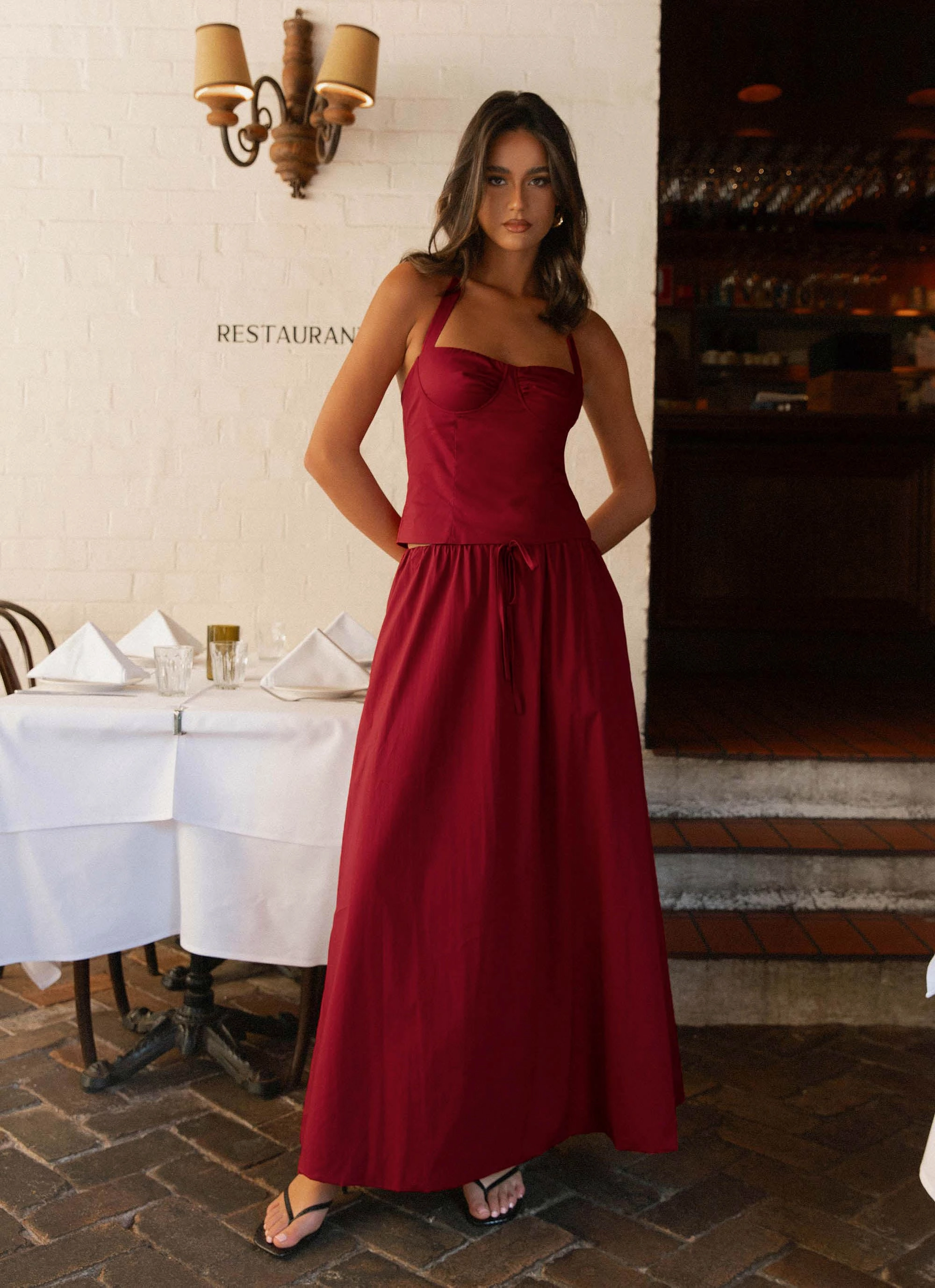 CarbonNeutral Production elegant design Cheryl Bustier Halter Top - Cherry Red