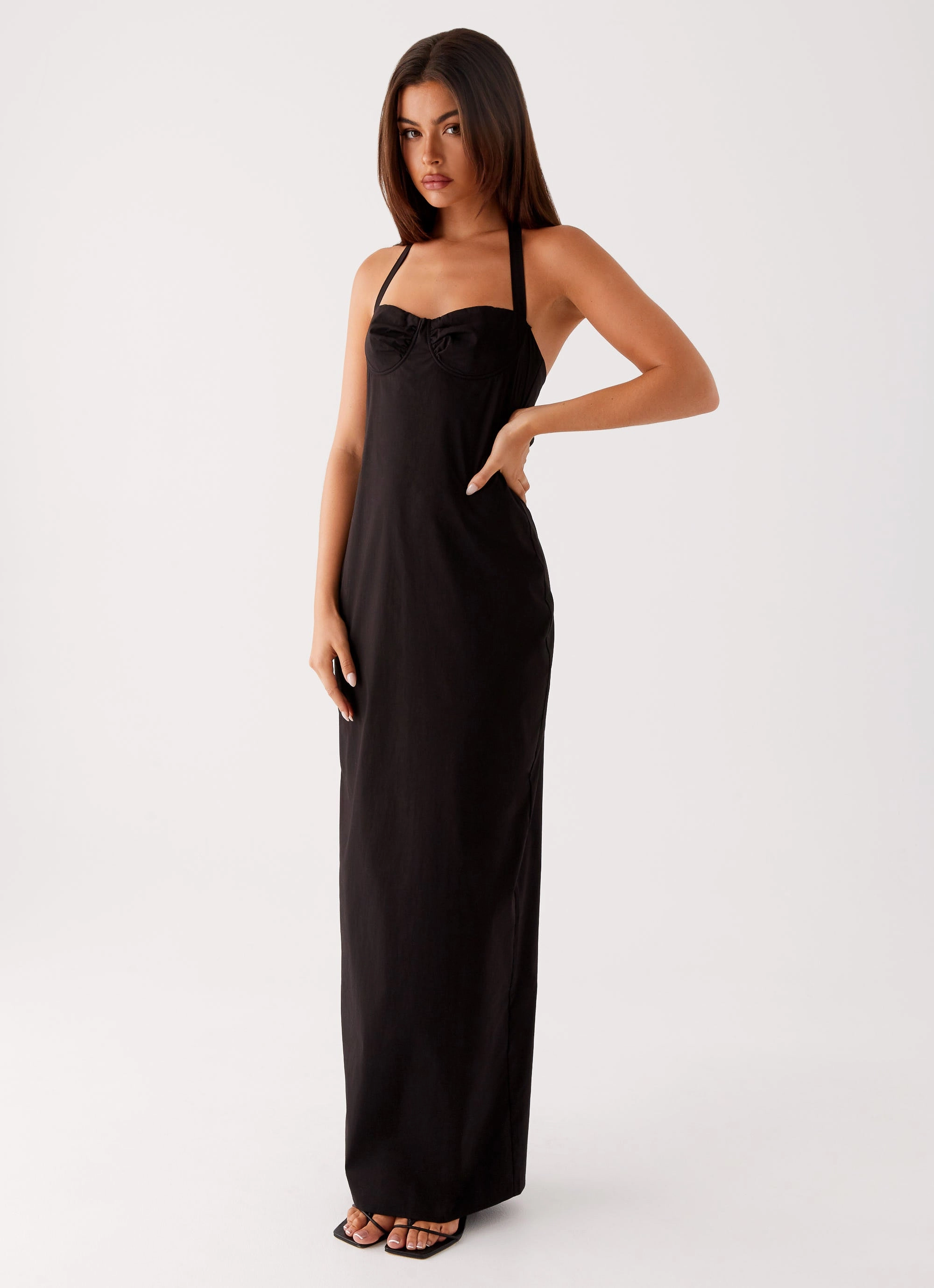Cheryl Maxi Dress - Black Trendy wrap gown