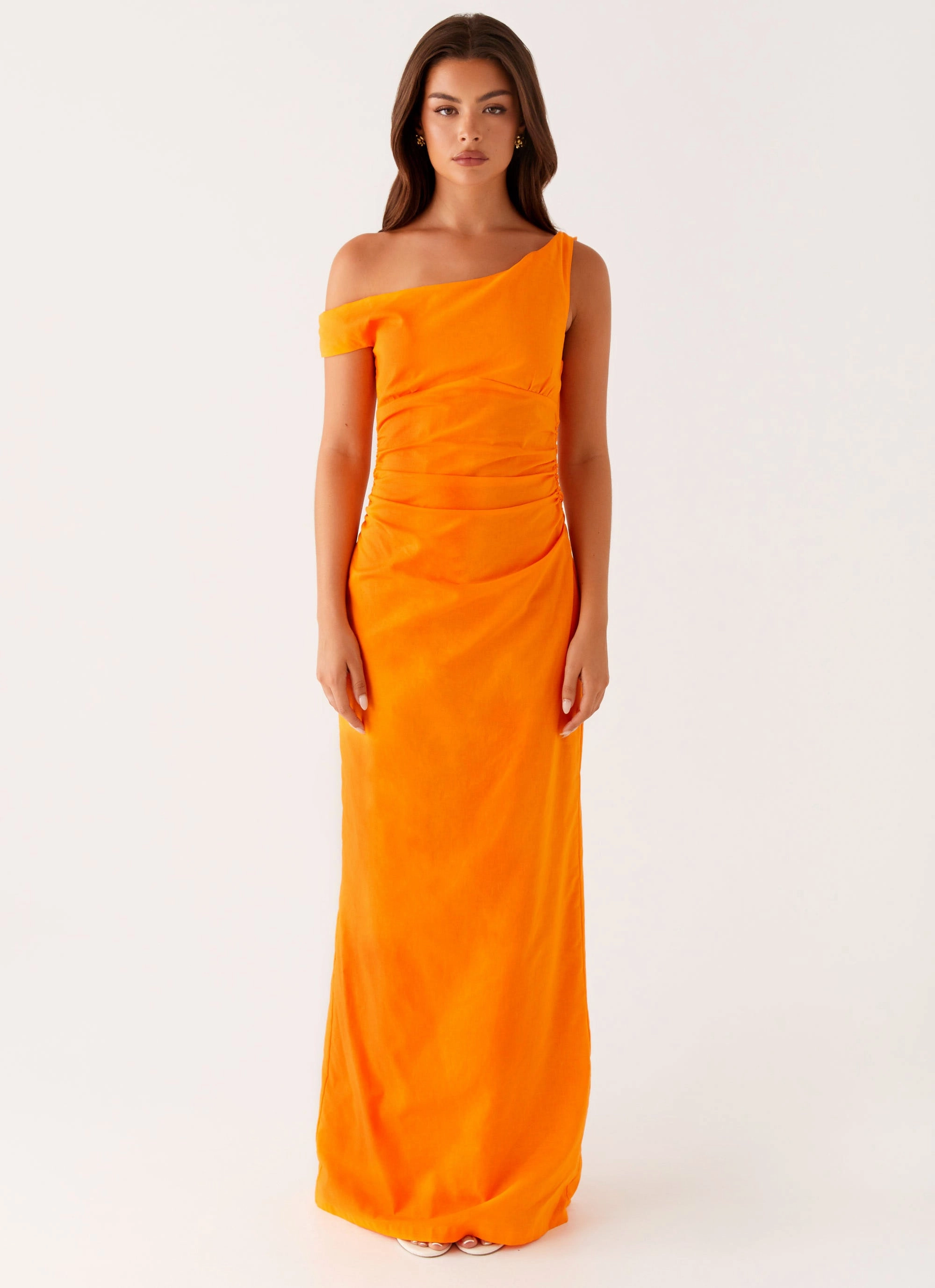 Ignite Maxi Dress - Orange High-waisted evening piece Smooth Drape