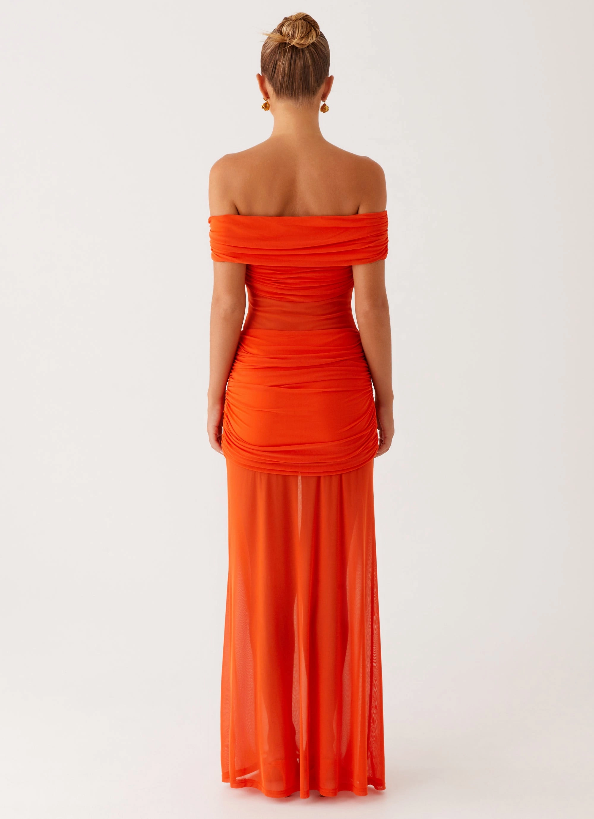 Charming Off Shoulder Maxi Dress - Orange Classy Look