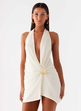 Eleanora Plunge Mini Dress - Ivory Light Appeal Beauty Zone