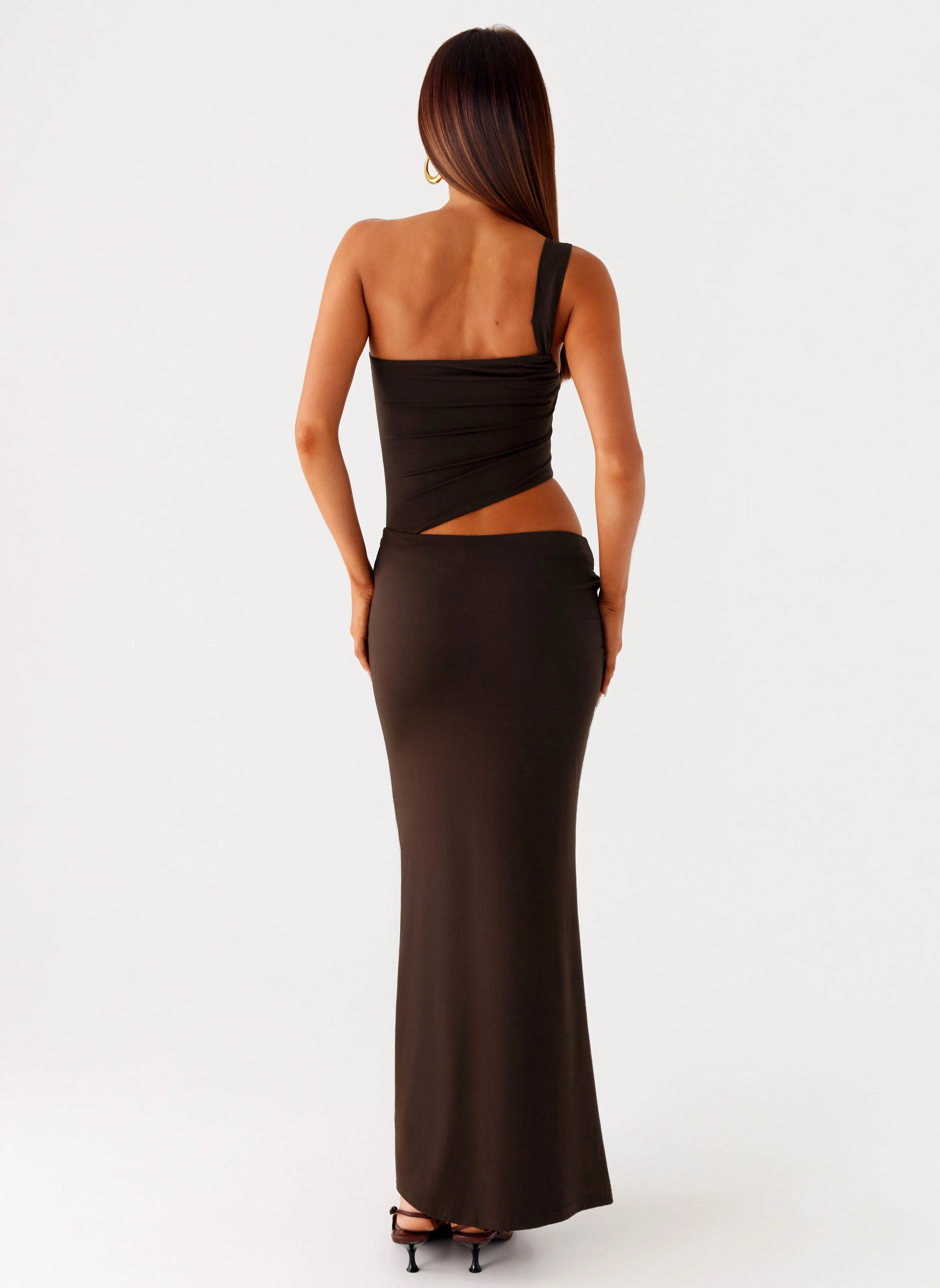 Bright bold dress Effortless Touch Luara Cut Out Maxi Dress - Chocolate