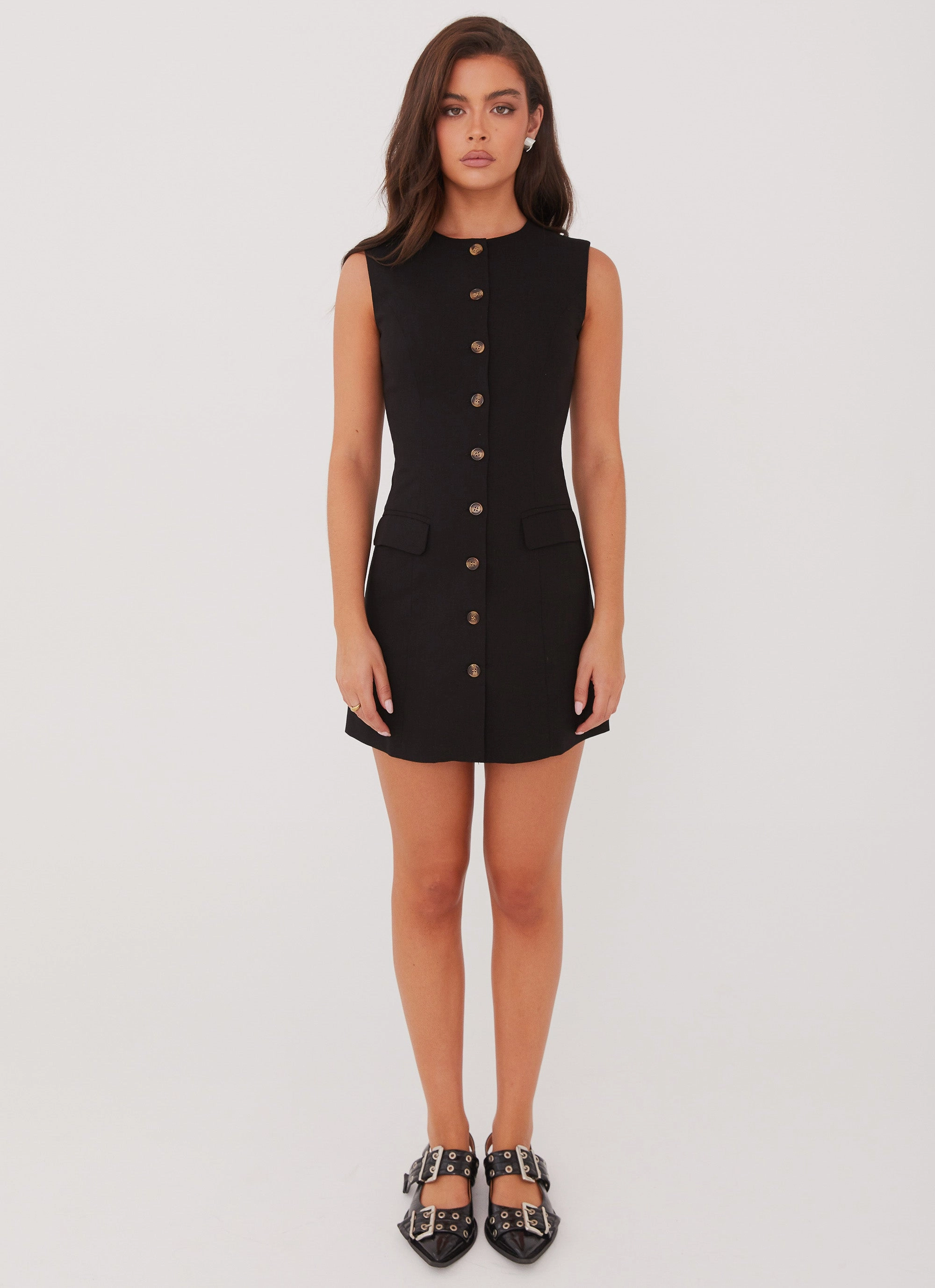 Castello Fiore Linen Mini Dress - Black Maximalist-Trend