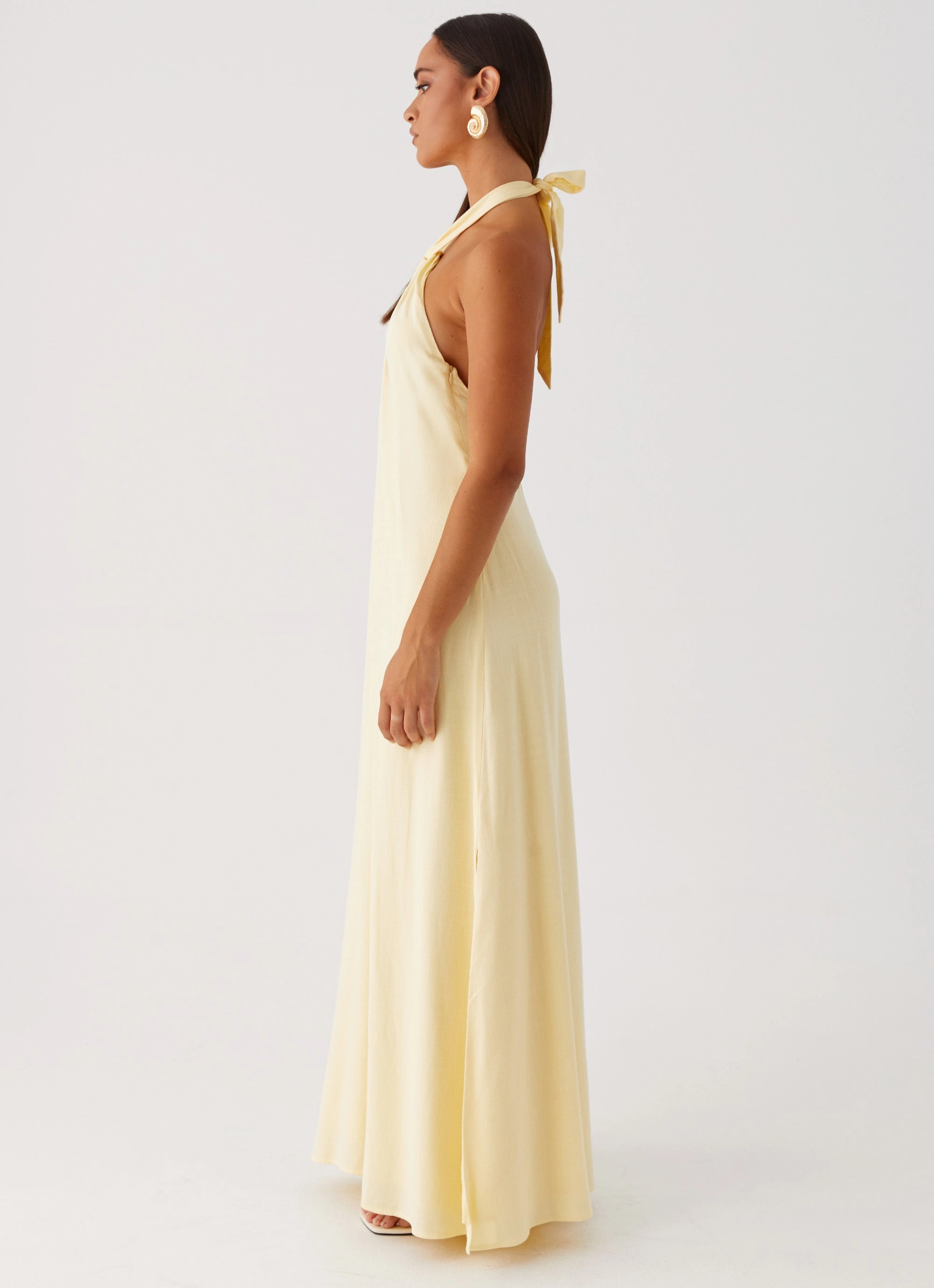 Casual Elegance Golden Child Linen Maxi Dress - Yellow