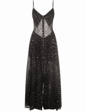 Self-Portrait Chiffon Maxi Dress Curved Waistline