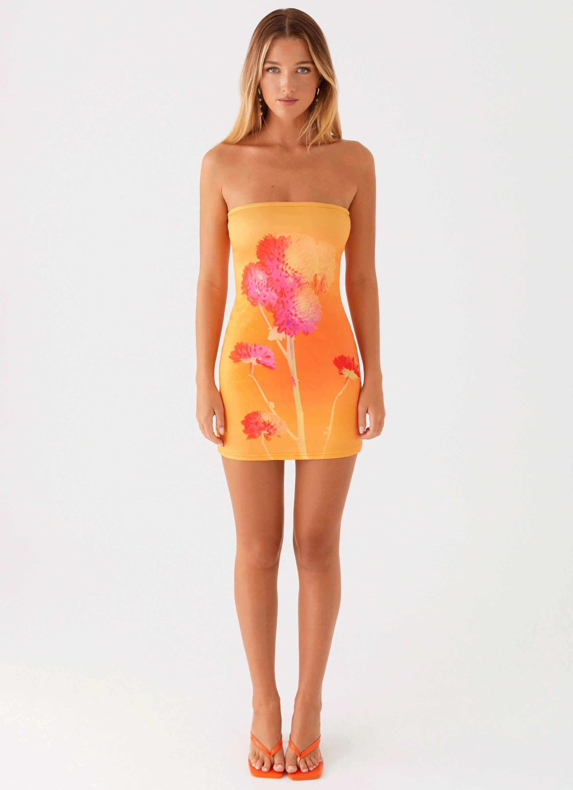Effortless Comfort Night Vibes Caroline Mini Dress - Orange Floral