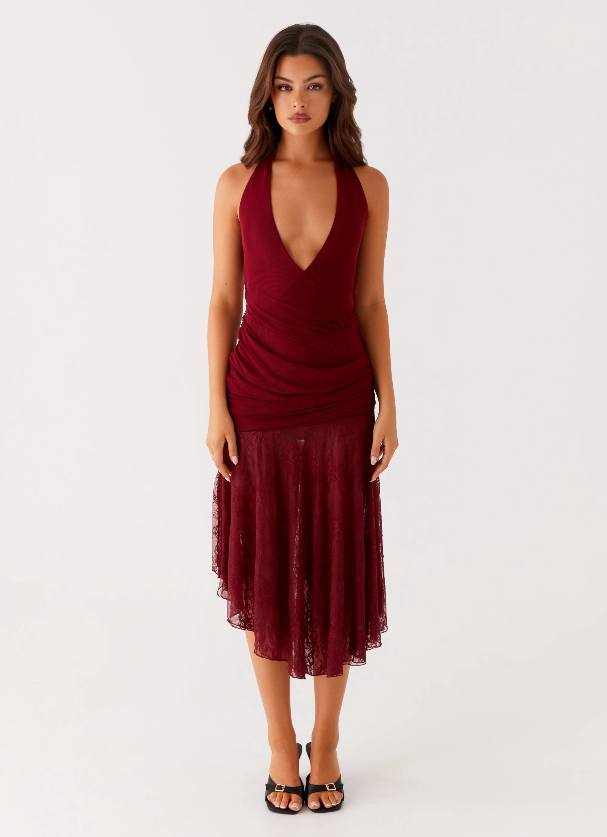 Burnout Midi Dress - Maroon Chic and Cozy Wear Relaxed-fit maxi dress
