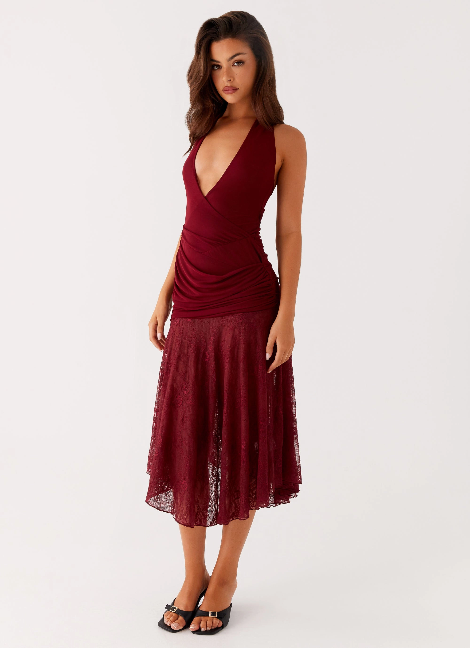 Burnout Midi Dress - Maroon Comfort and Elegance Sleek Vibe