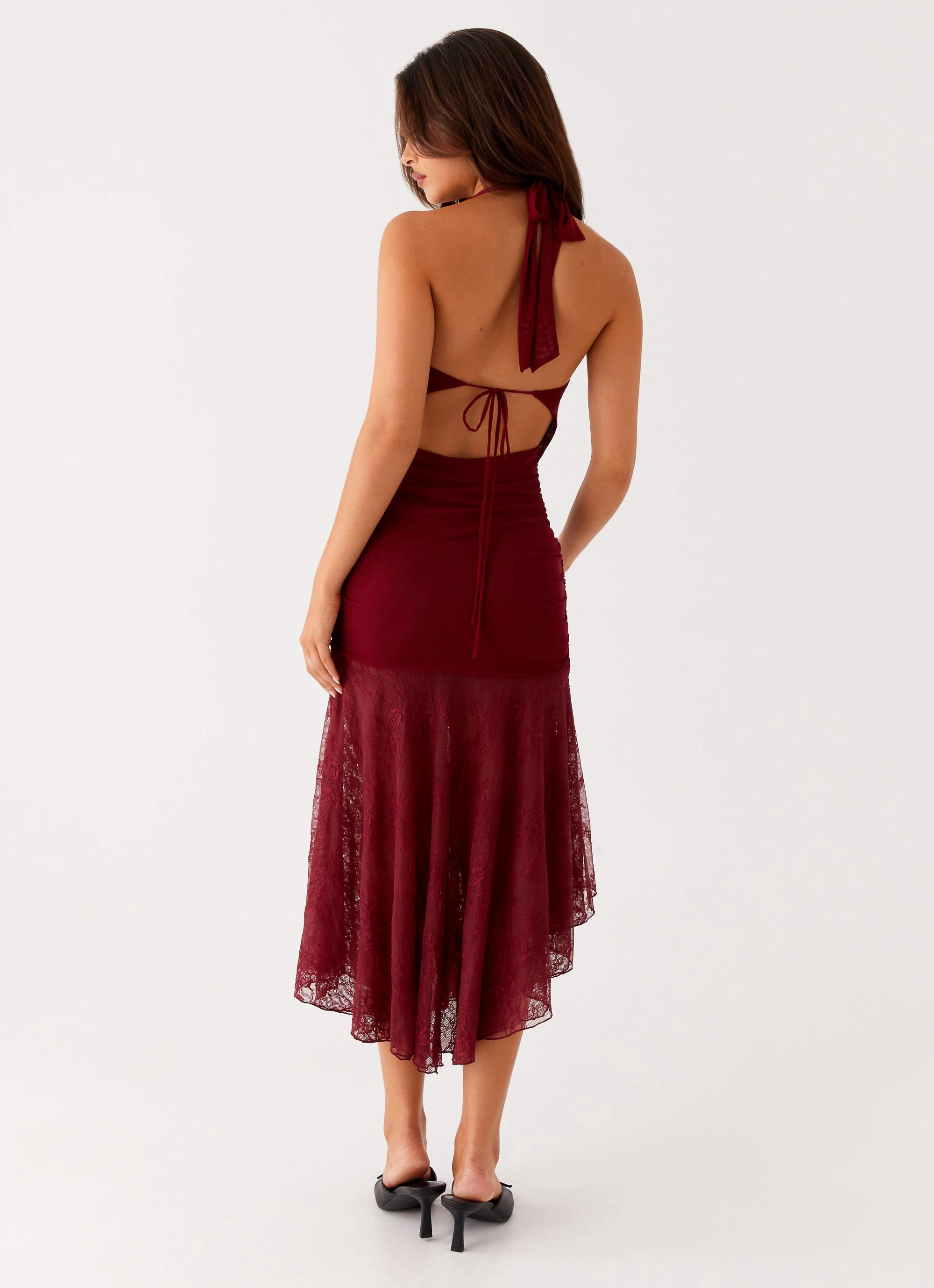 Street Edge Eye Appeal Burnout Midi Dress - Maroon