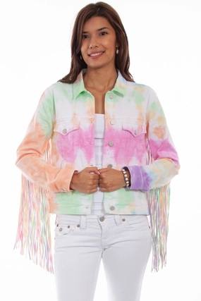 Lightweight Polyester Blend Extra Layer Piece Scully Womens Sherbet Cotton Blend Tie Dye Jacket