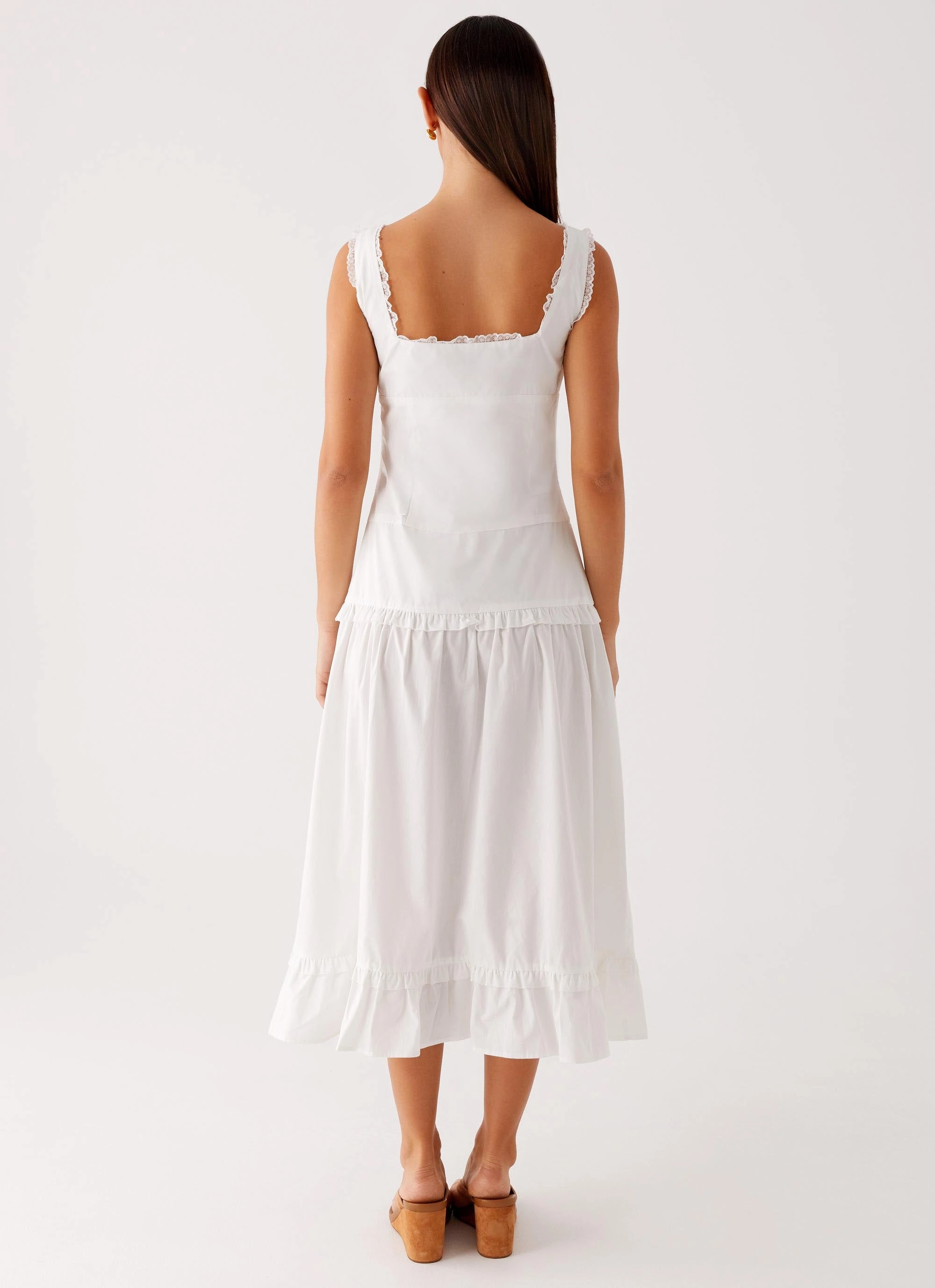 Quinn Midi Dress - White Chic Silhouette