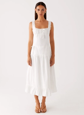 Quinn Midi Dress - White Classic Grace Chill Style