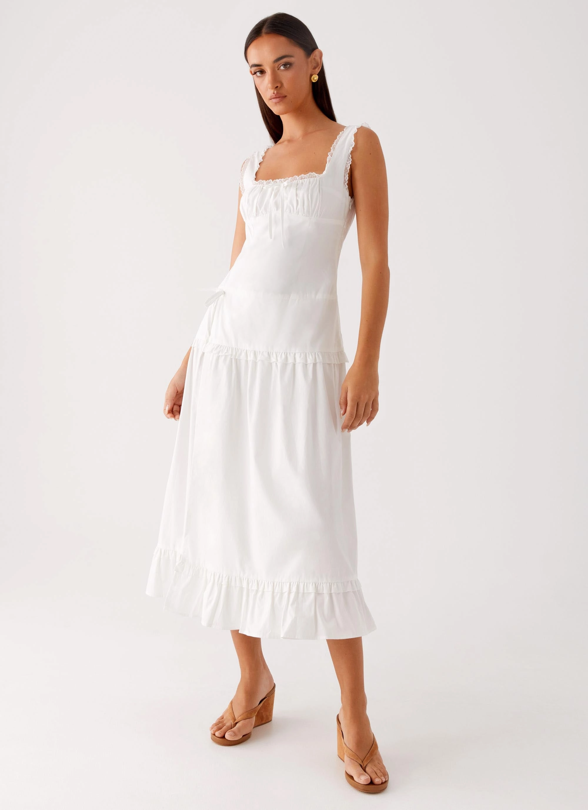 Quinn Midi Dress - White Modest Look Party Safe