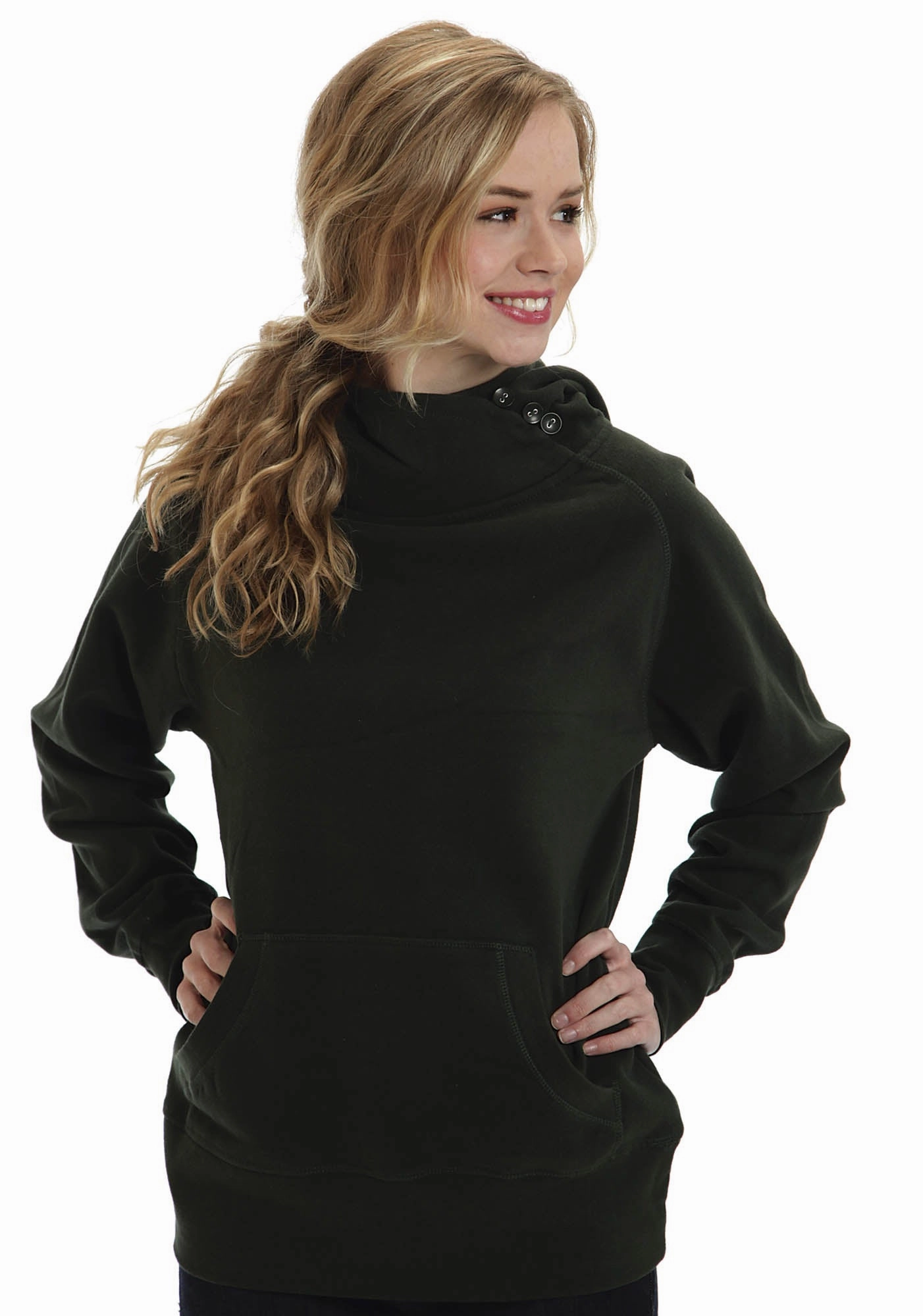 Timeless Design Ouray Womens Forest Green 100% Cotton USA Asymmetric Hoodie