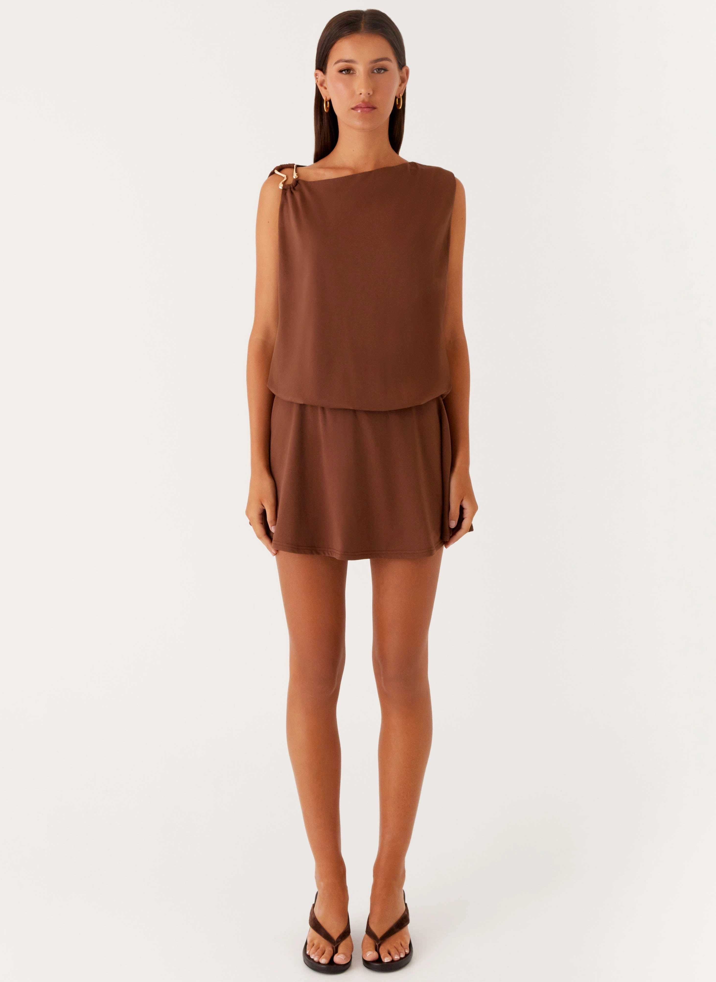 Smooth-Finish Ala Mini Dress - Chocolate