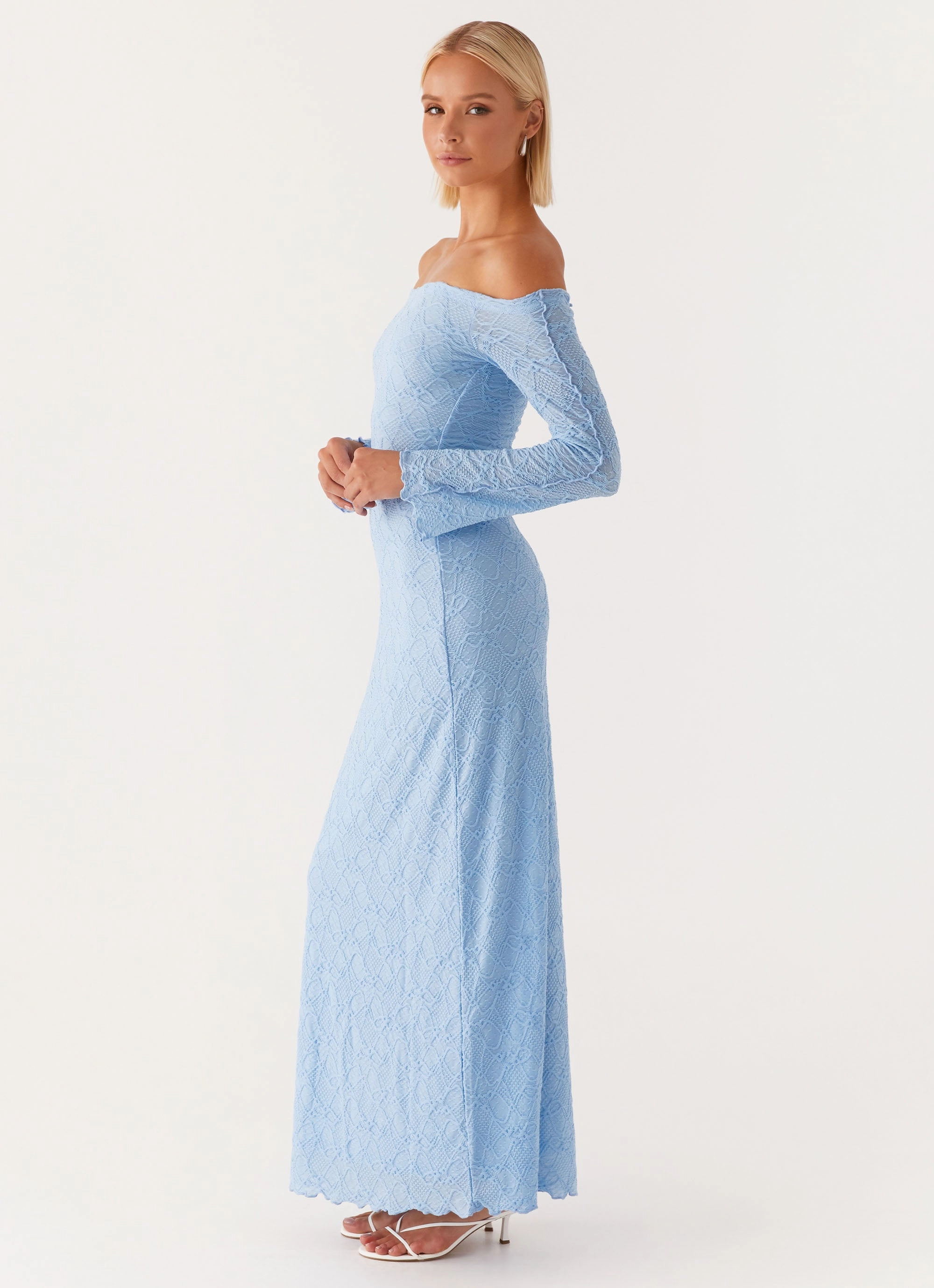 Elouera Maxi Dress - Baby Blue Linen Soft Flared shape