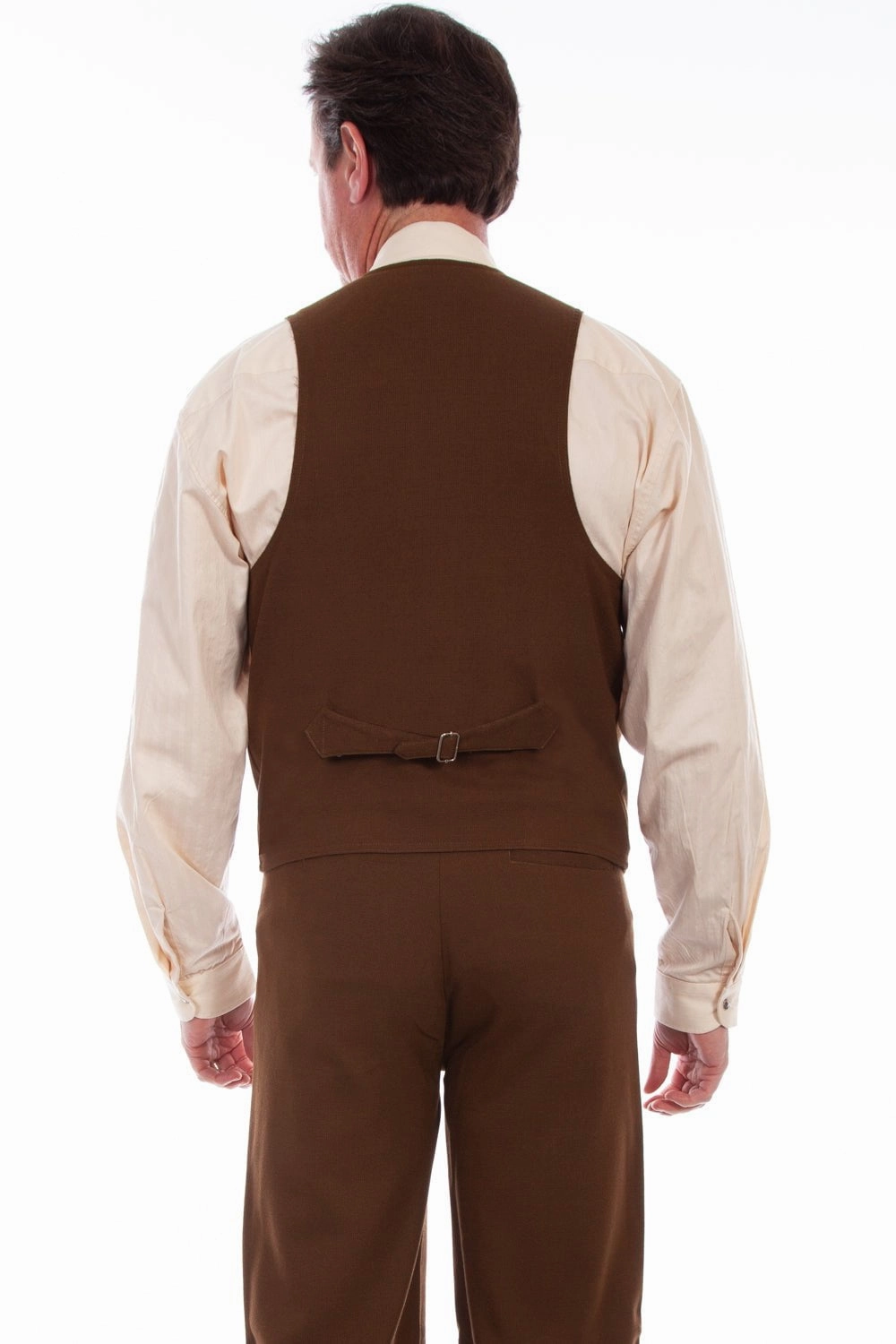 ReinforcedElasticHem Minimalist Design Scully Mens Brown Cotton Blend Notched Lapels Vest