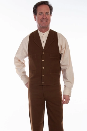 High Loft Insulation Practical Layer Scully Mens Brown Cotton Blend Notched Lapels Vest