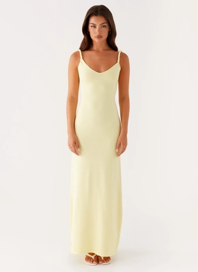 Silky Surface Anastasia Maxi Dress - Yellow