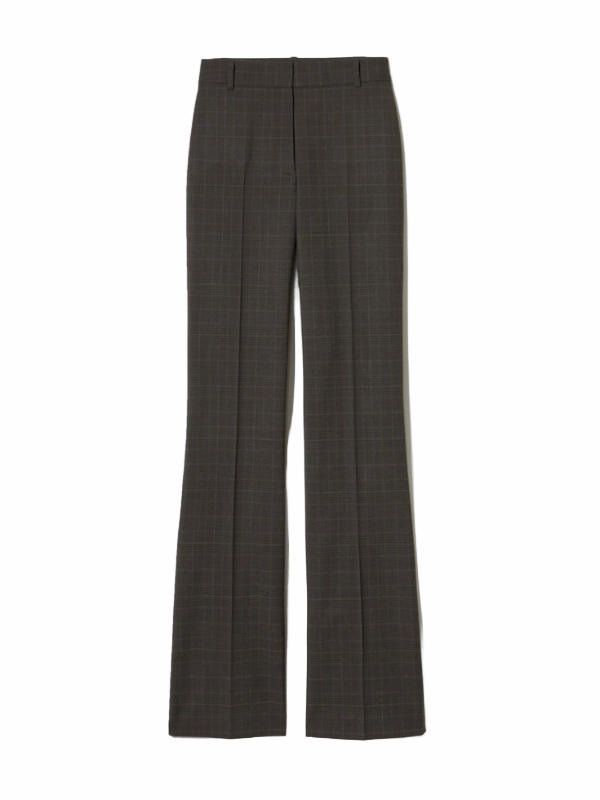 Comfortable Wear Low Profile Waistband Corette Wool Pant in Cigar Plaid