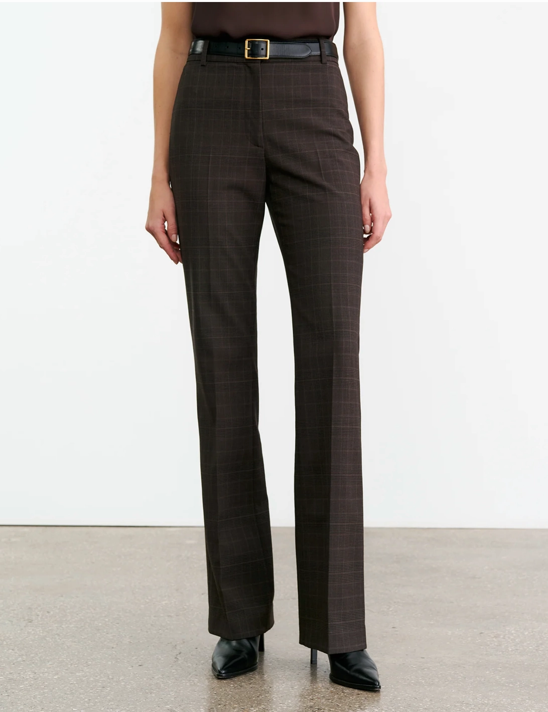 Corette Wool Pant in Cigar Plaid Reinforced Knees