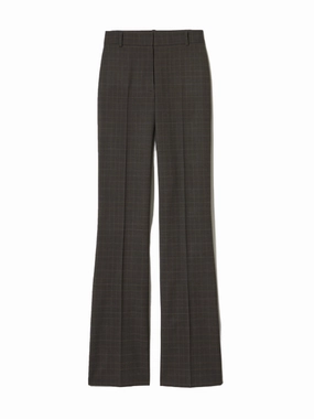 Comfortable Wear Low Profile Waistband Corette Wool Pant in Cigar Plaid