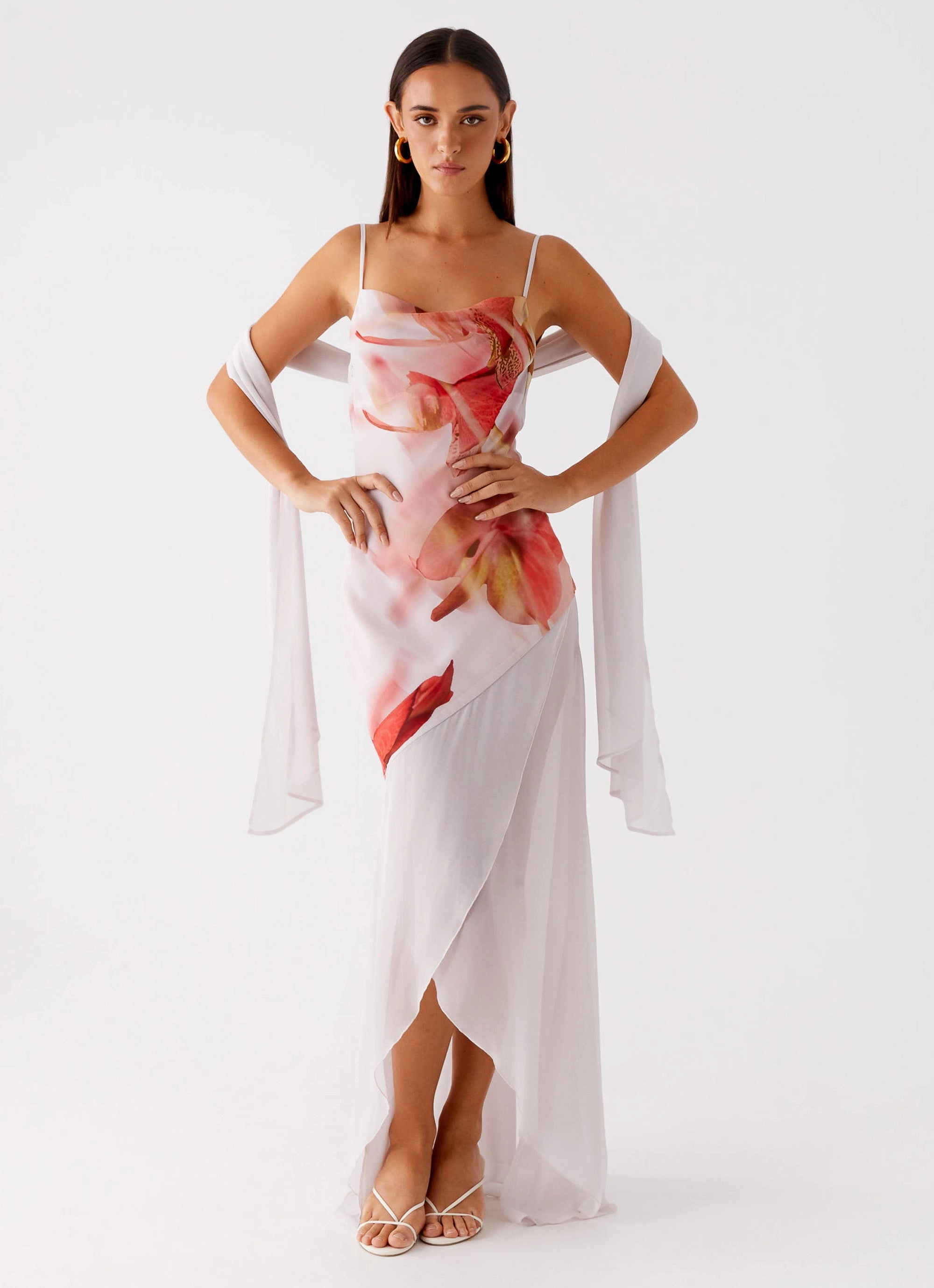 Rhinestone-Detail Chill Piece Loire Maxi Dress - Peach Rose