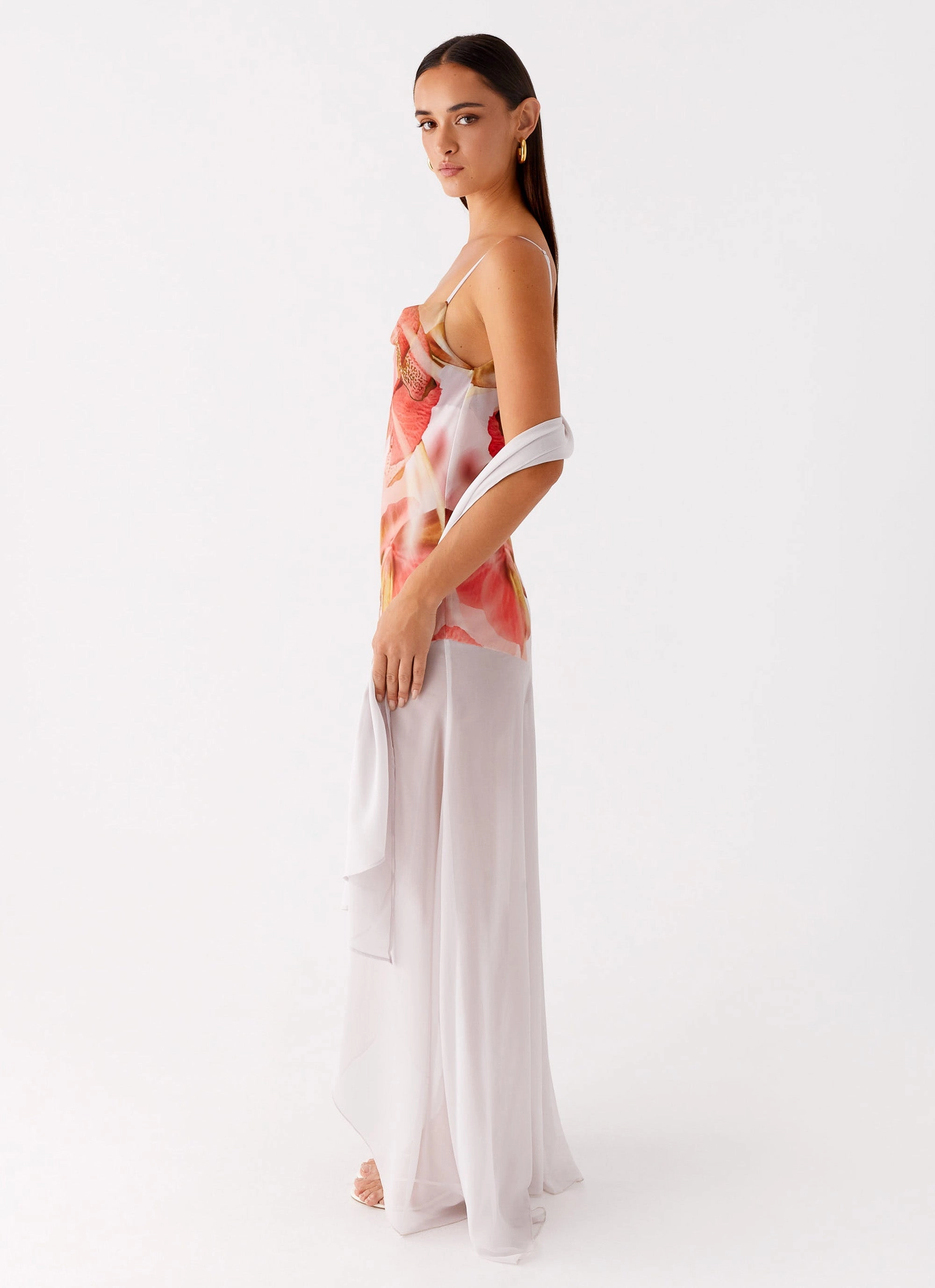 Cool Draping Loire Maxi Dress - Peach Rose