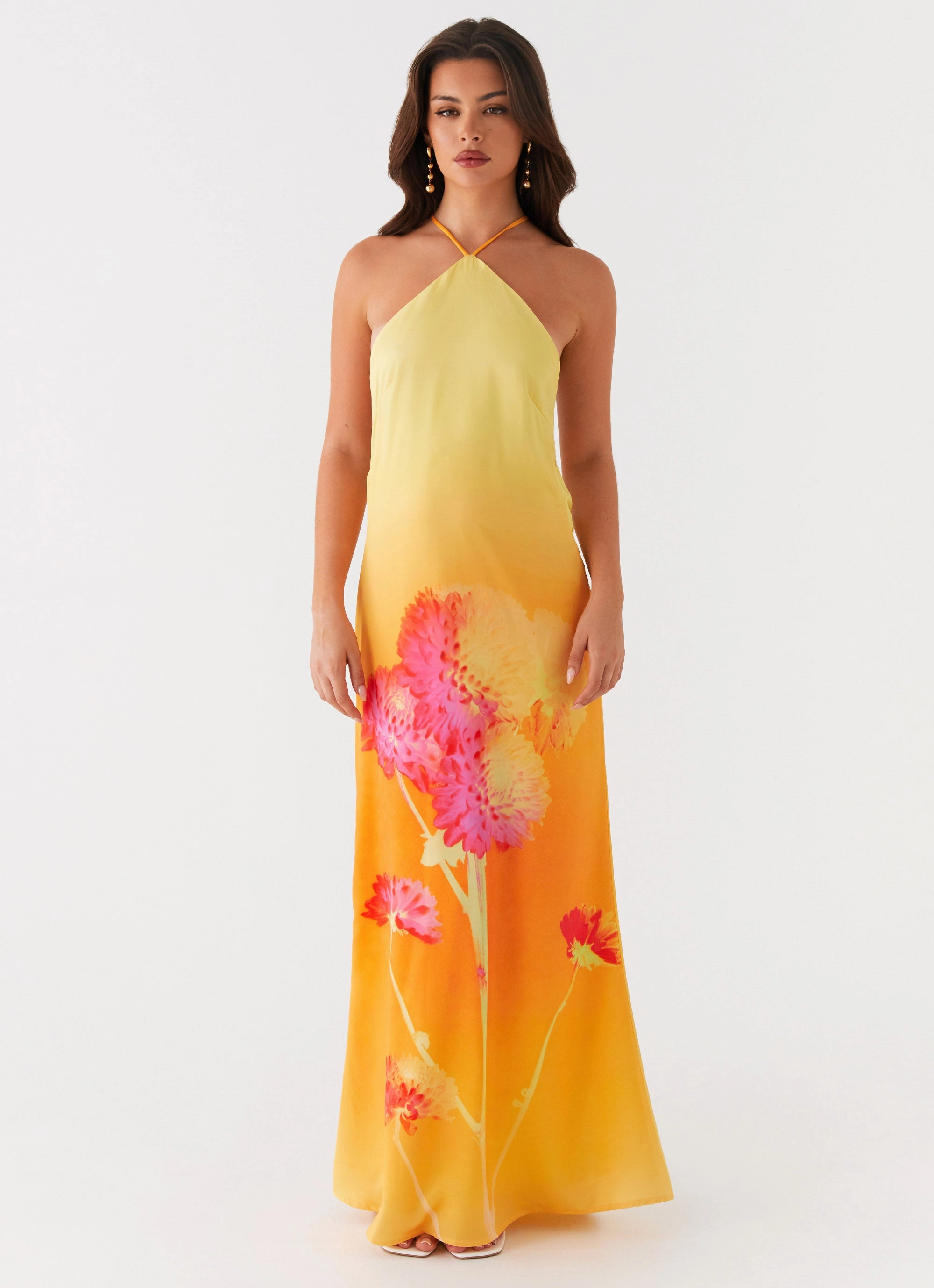 Urban Cool Date Nightwear Chloe Maxi Dress - Orange Floral