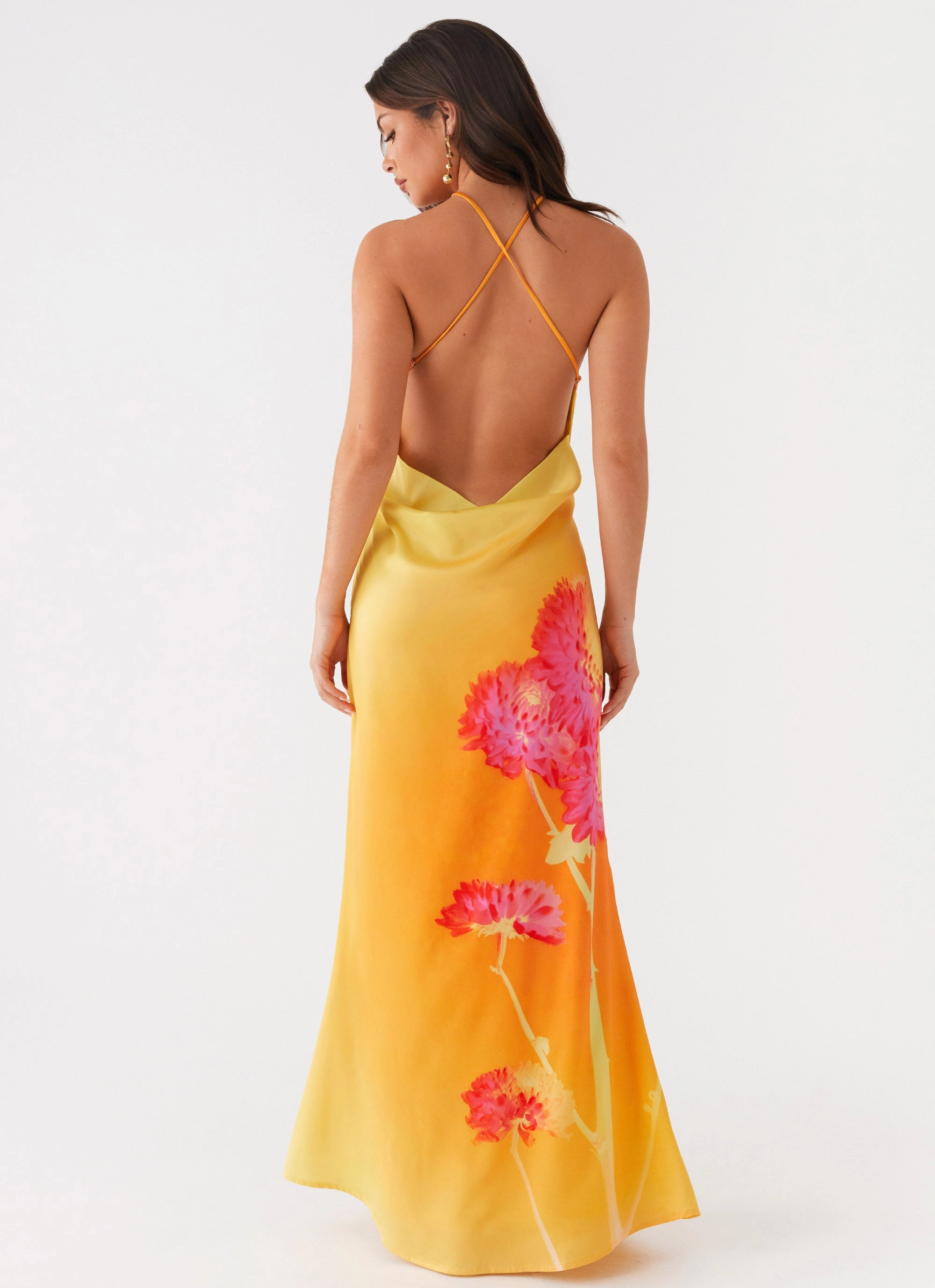 Chloe Maxi Dress - Orange Floral Wrap-Style
