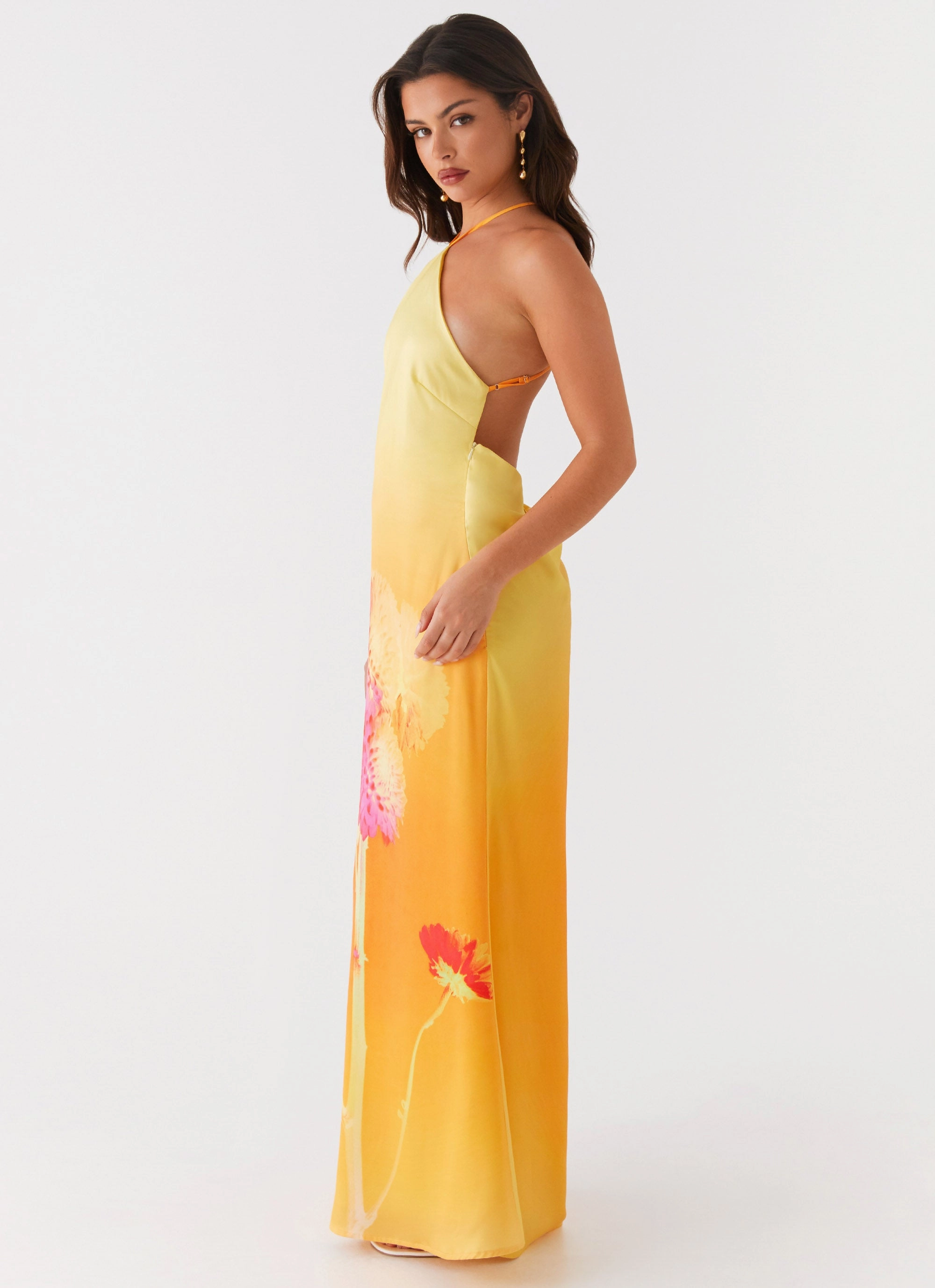 Chloe Maxi Dress - Orange Floral Easy Tones