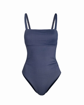 High Waisted Cut Molded Cup Support Jori One Piece In Indigo Twill