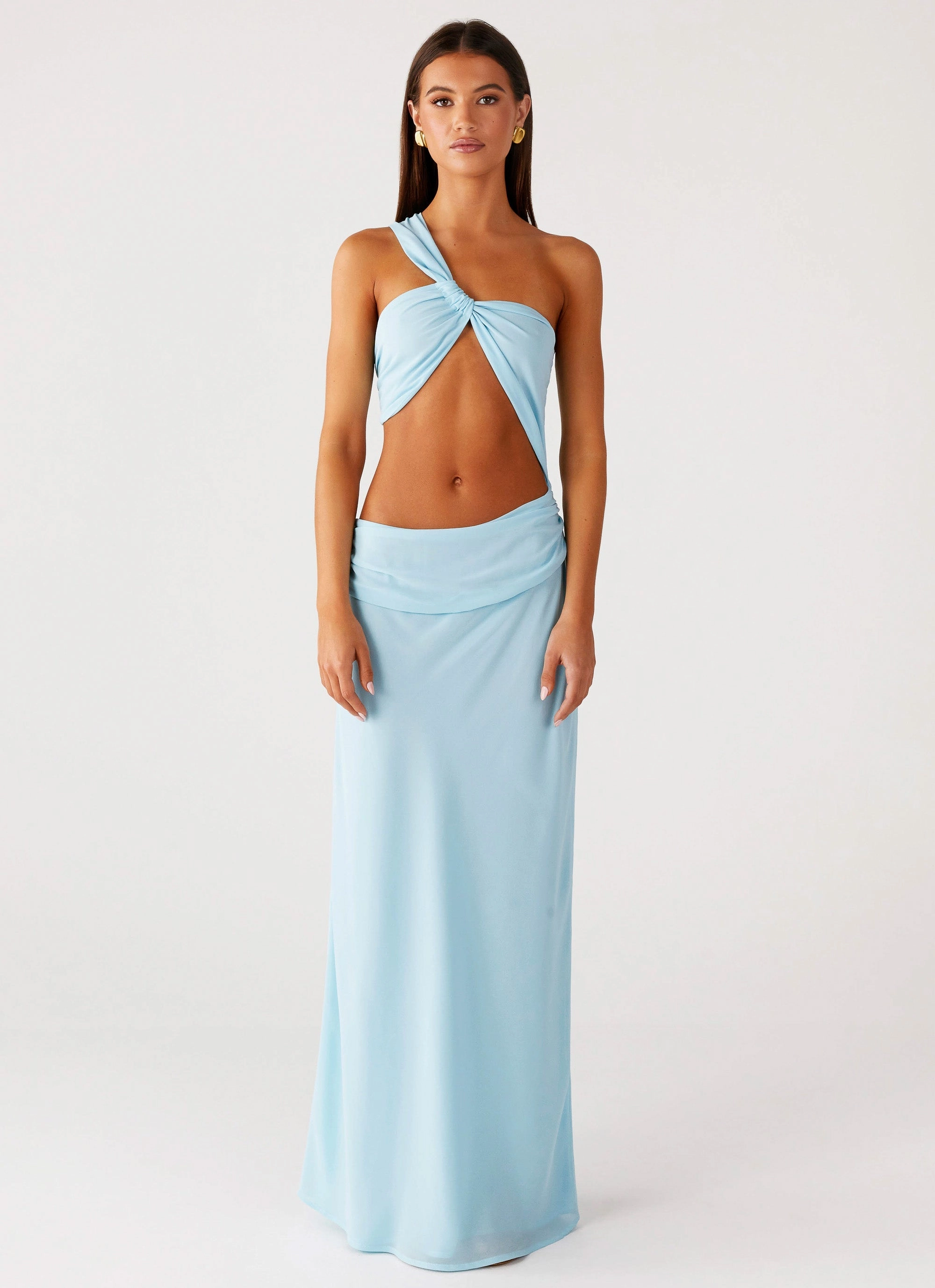Statement Mood Evening Ready Cindelle One Shoulder Maxi Dress - Turquoise