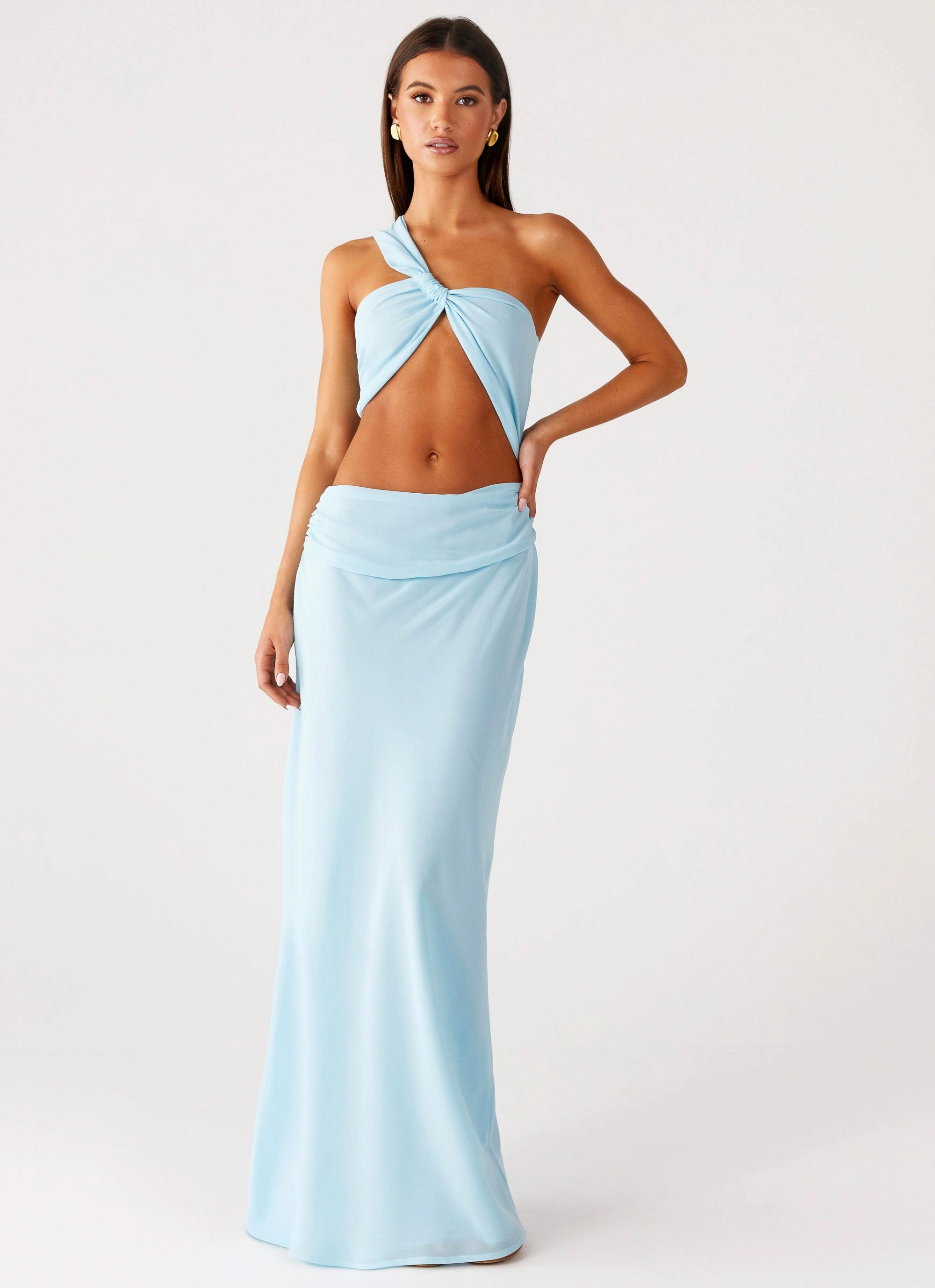 Cindelle One Shoulder Maxi Dress - Turquoise Minimalist Look Trendy And Comfortable