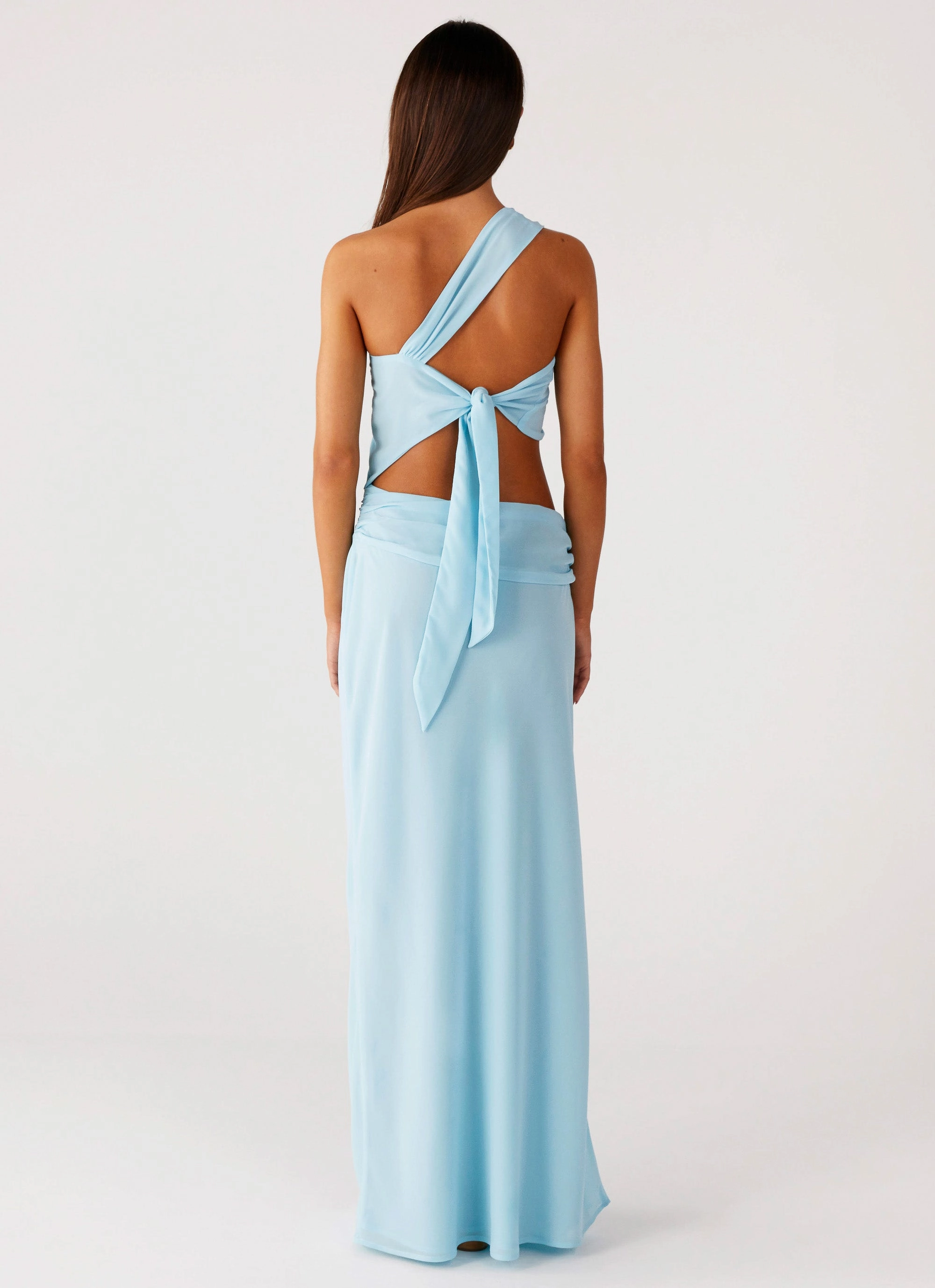 Cindelle One Shoulder Maxi Dress - Turquoise Light Touch Texture Rich