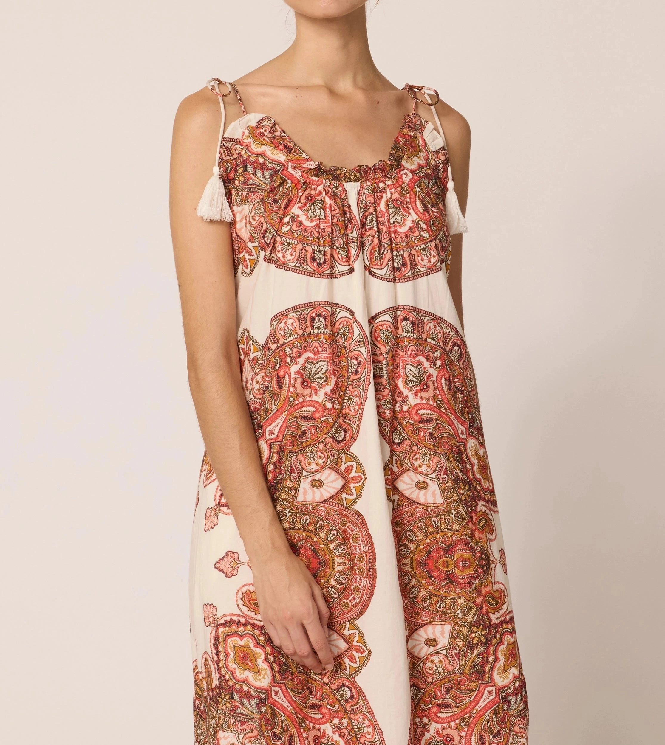 Cindy Ankle Dress | Foulard Paisley Flatlock Seams