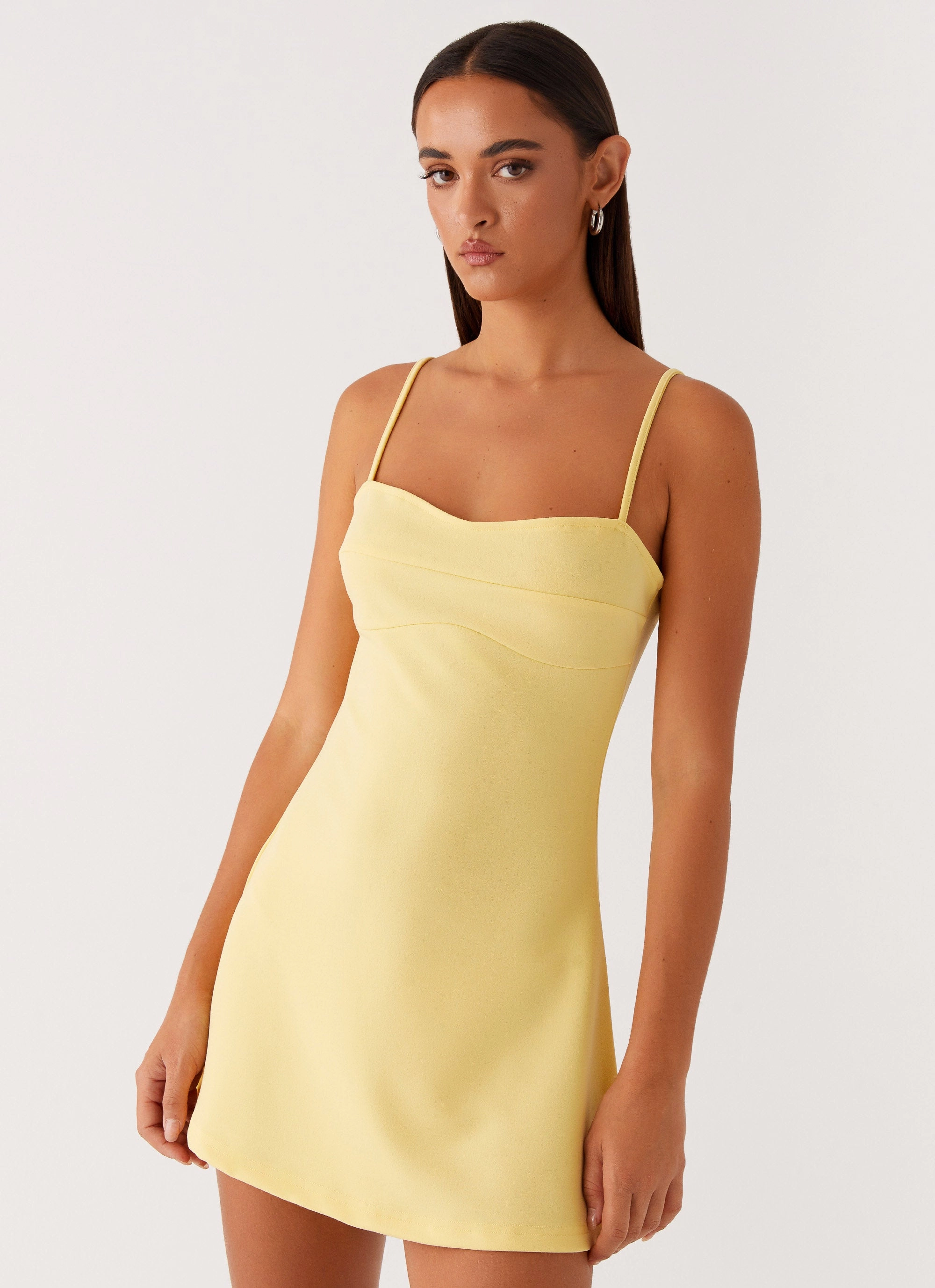 Cindy Mini Dress - Yellow Smart Comfort Formal Aura