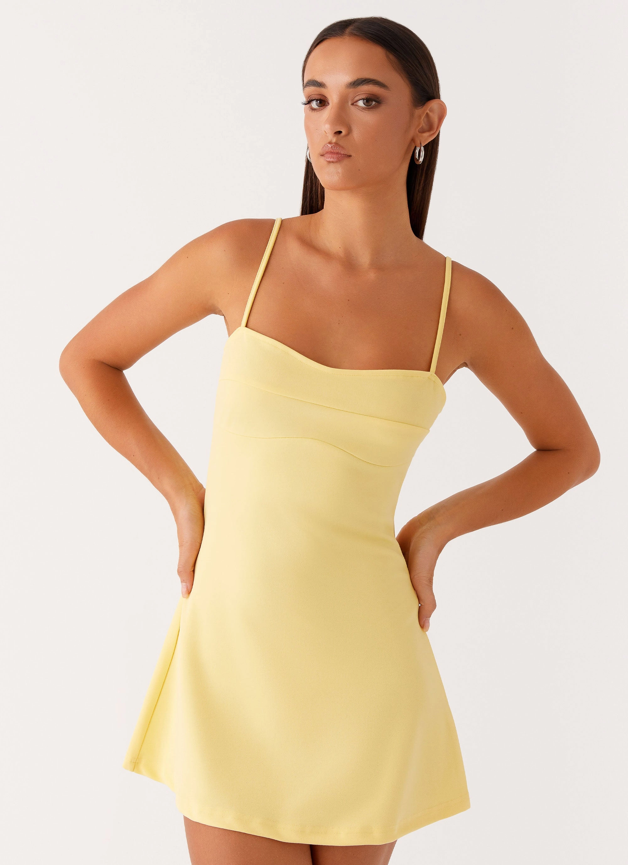 Cindy Mini Dress - Yellow Bold Patterns Sharp Style