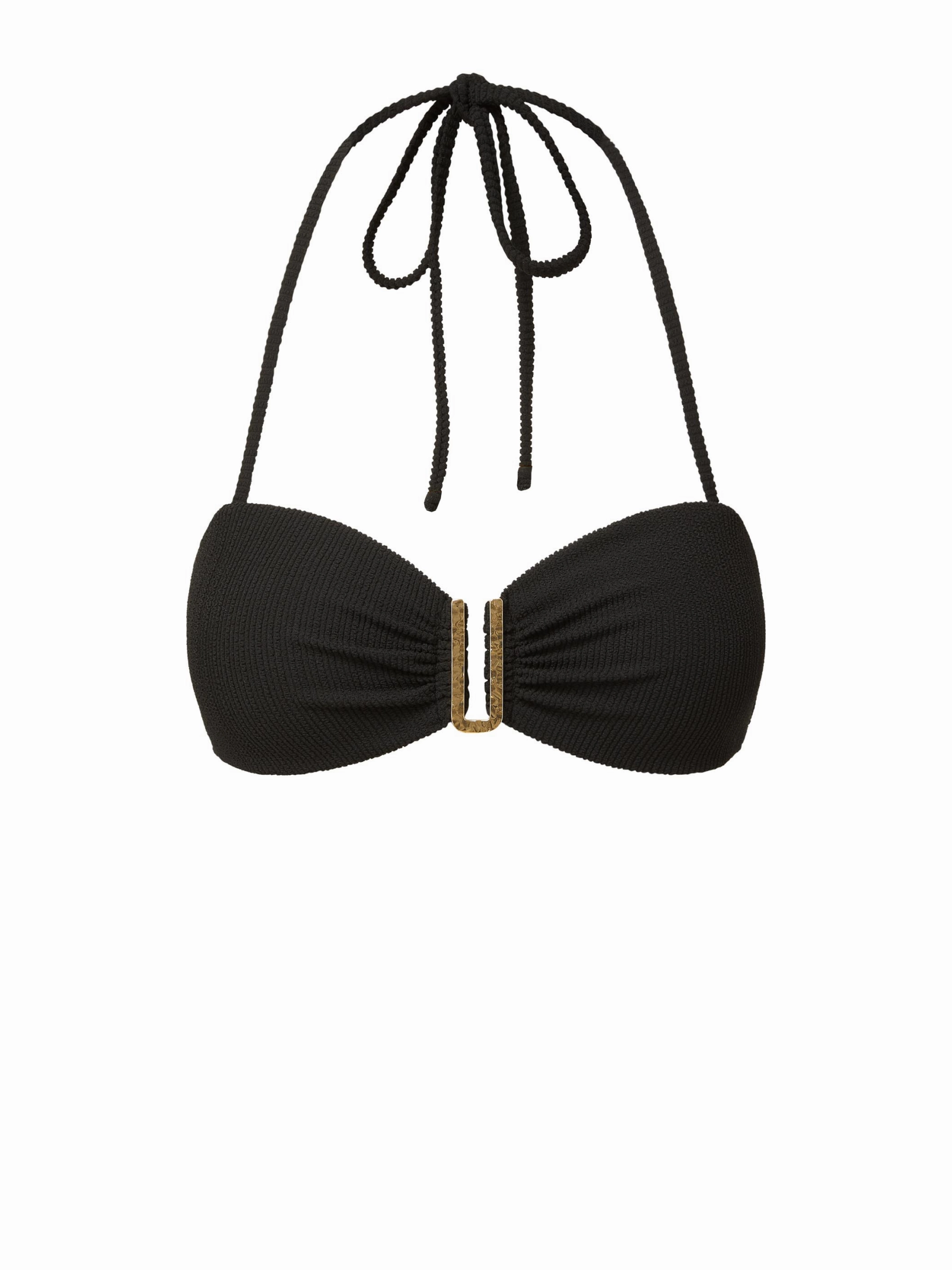 Lace-Trim Cindy Swim Top In Black Texture