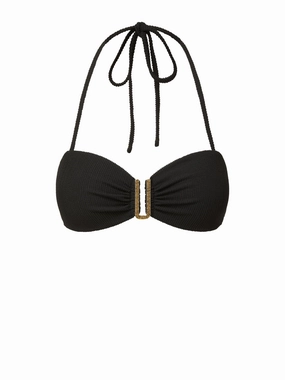 Lace-Trim Cindy Swim Top In Black Texture