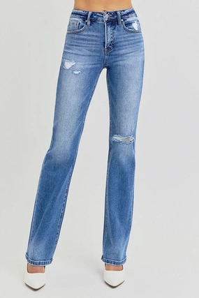 HANNAH HIGH RISE ANKLE STRAIGHT JEANS Adjustable Cuffs