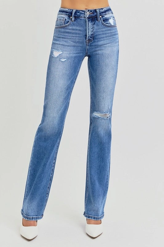 HANNAH HIGH RISE ANKLE STRAIGHT JEANS Airflow Weave Pattern