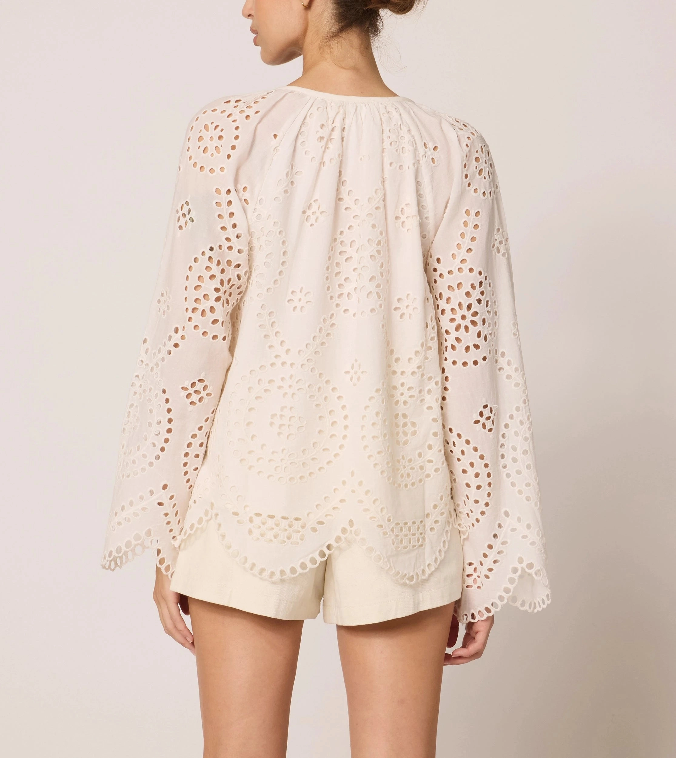 Antimicrobial Treatment Citlali Blouse | Ivory Eyelet