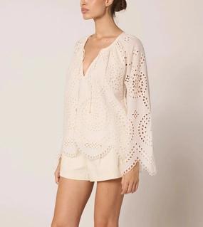 Citlali Blouse | Ivory Eyelet EasyCare Material UVProtection